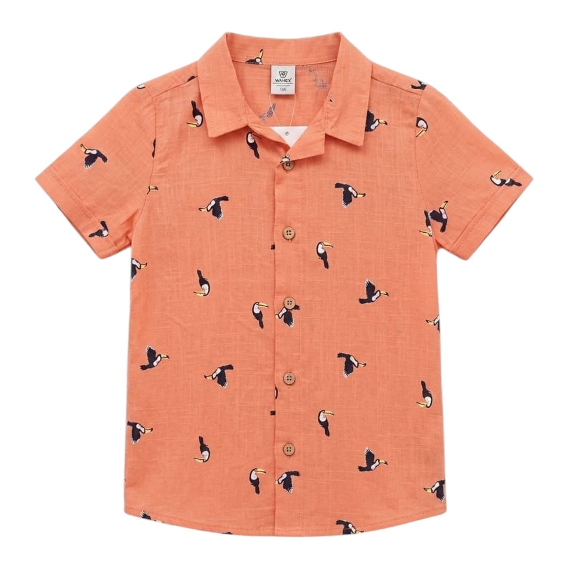 Kids Boy's Printed Dress Shirt,Orange