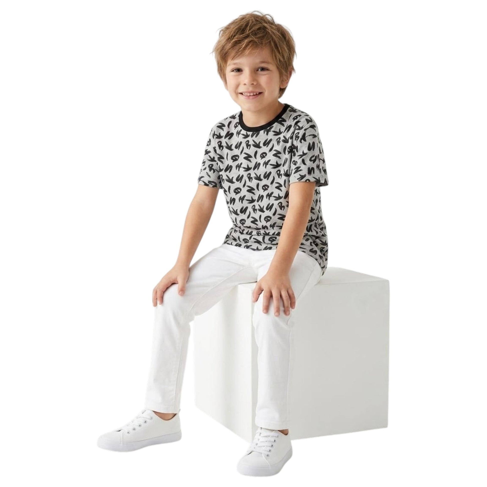 Kids Boy's Printe Top,Light Grey