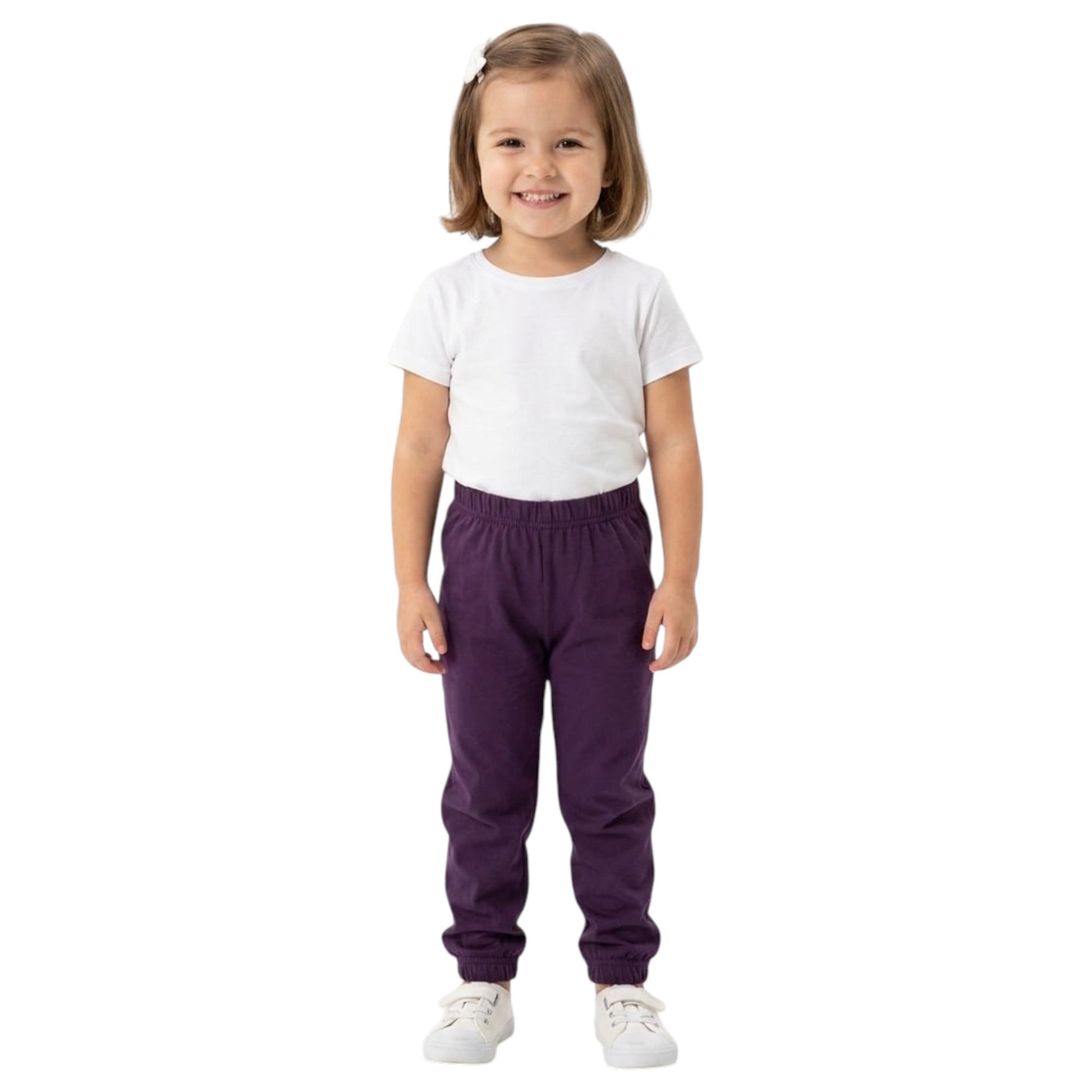 Kids Girl's Plain Solid Pant,Dark Purple