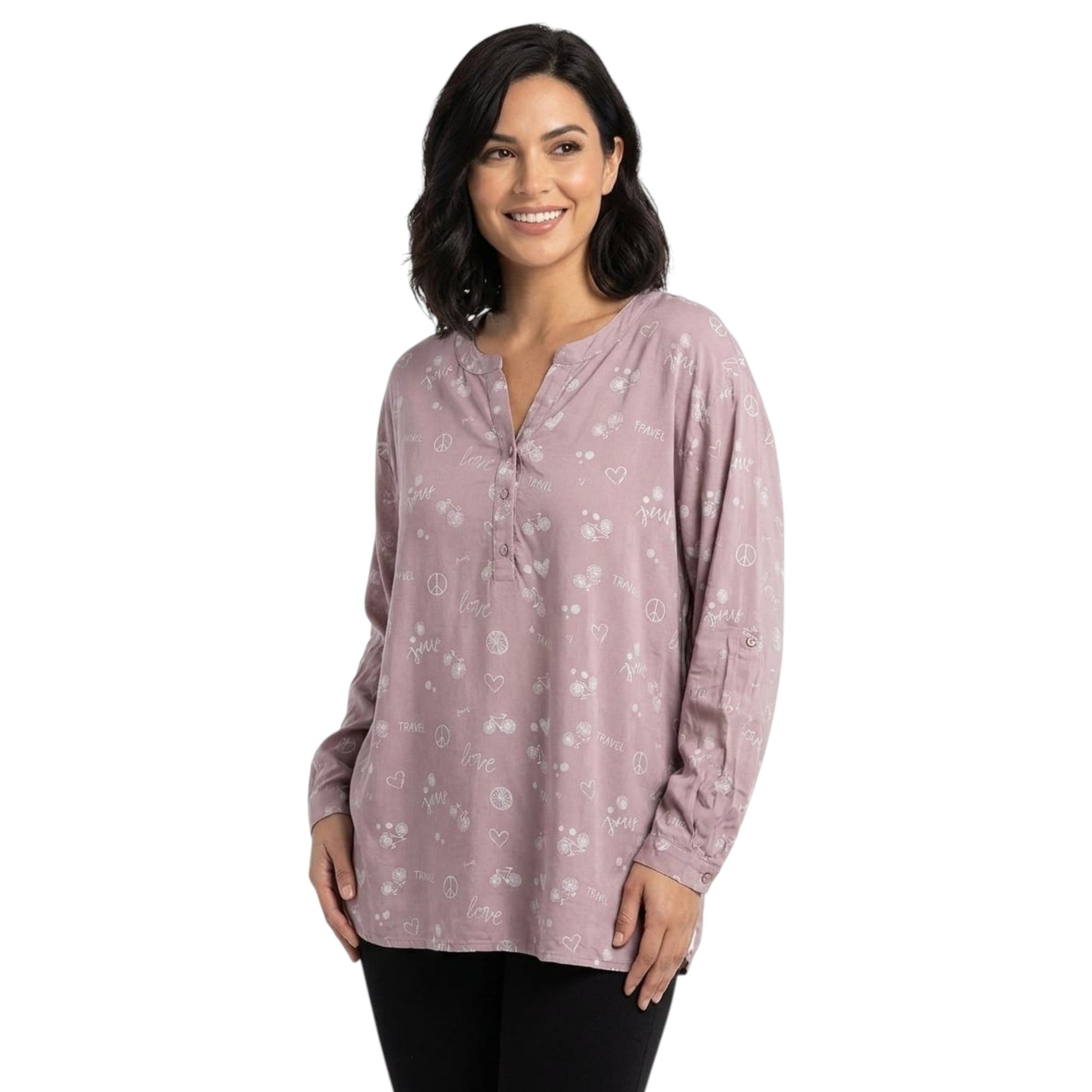 Women's Printed Top,Dark Nude