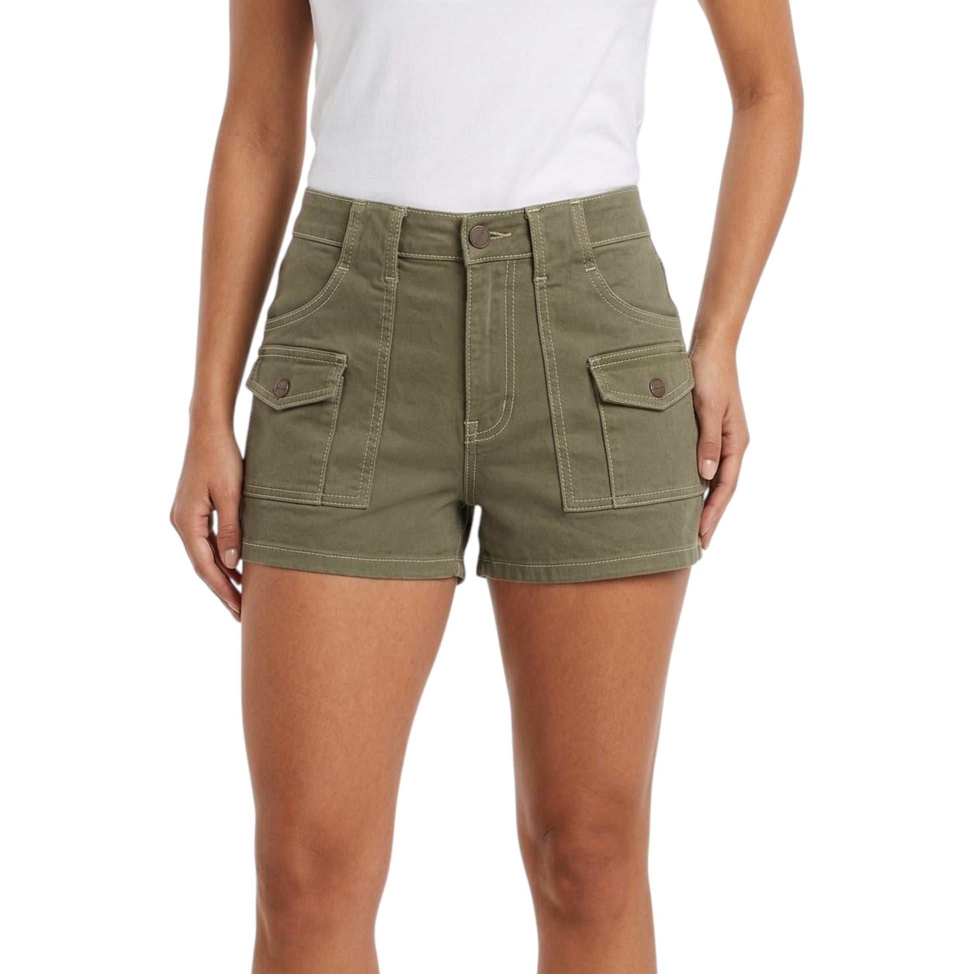 Women's Plain Solid Jeans Short,Olive