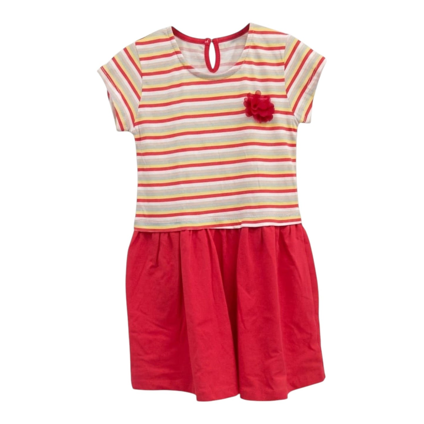 Kids Girl's Striped Dress,Red