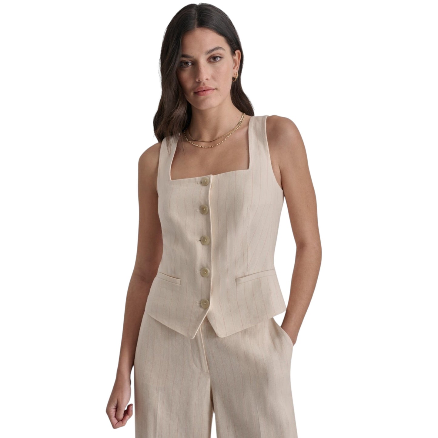 Women's Stripped Top,Light Beige