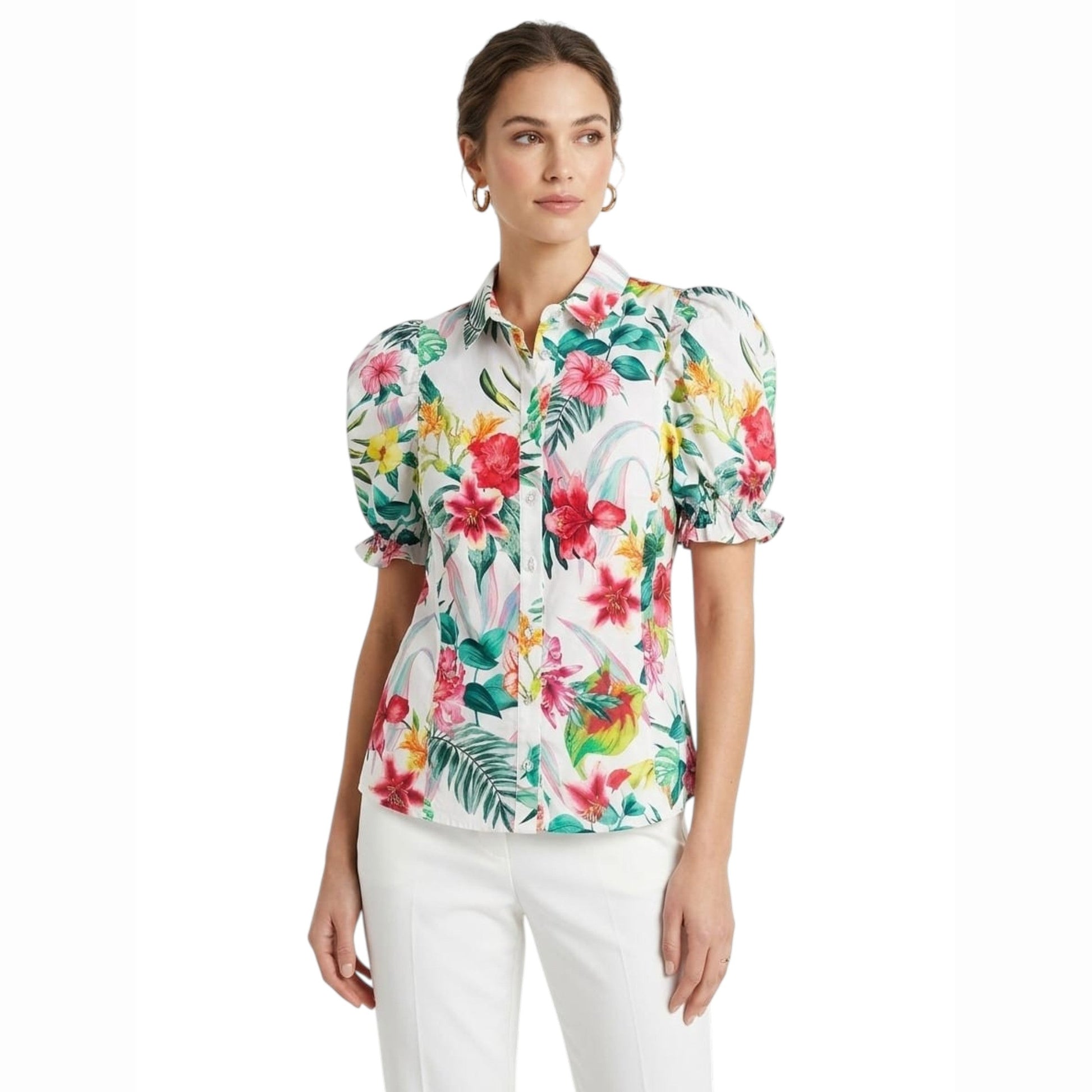 Women's Floral Printed Dress-Shirt,Multi