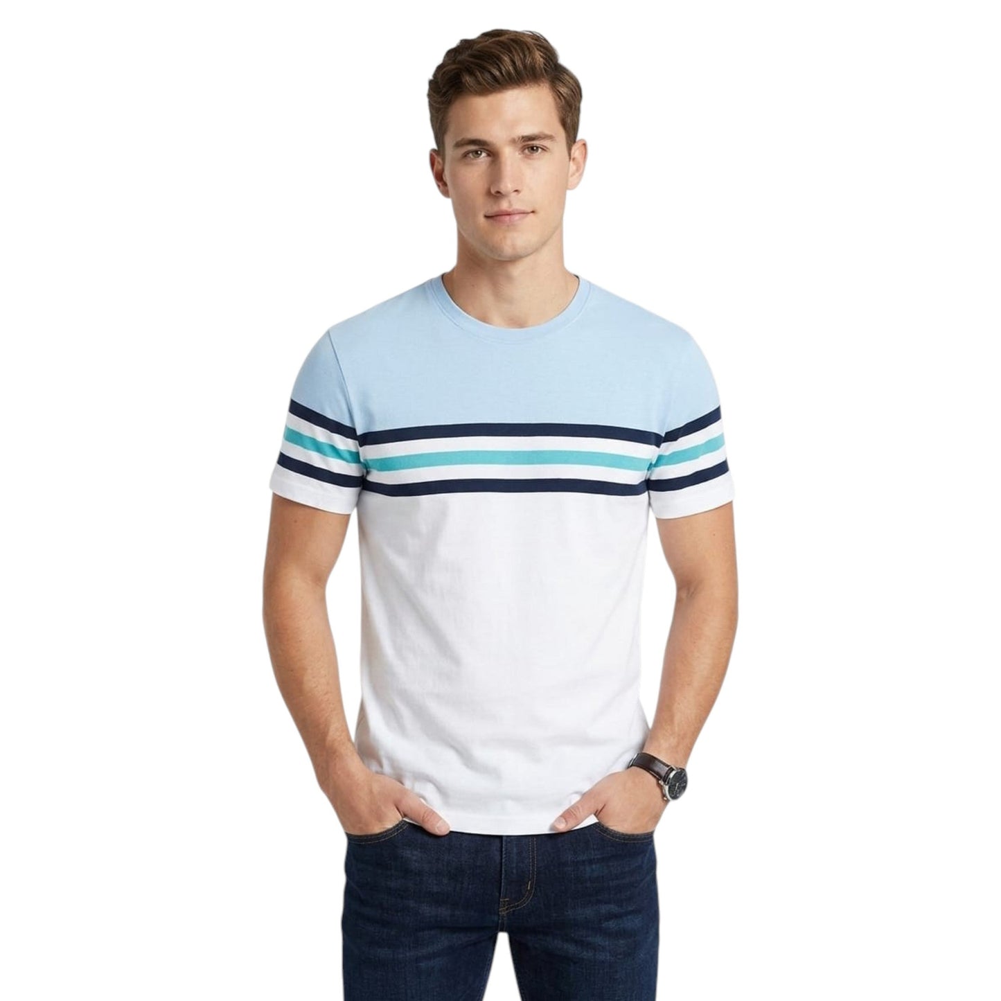 Men's stripped Top,White