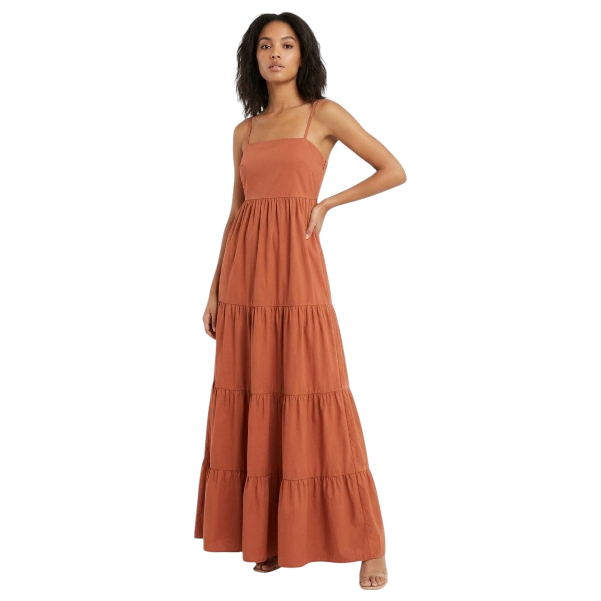 Women's plain Dress,Brick