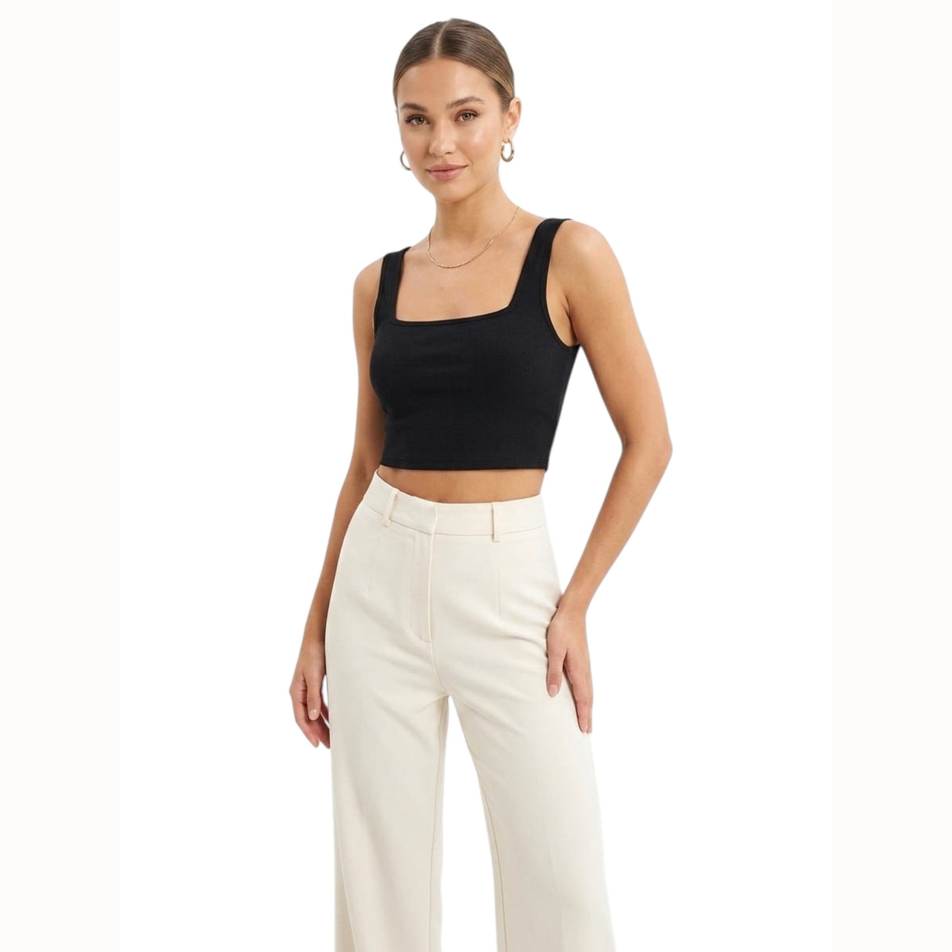Women's Plain Crop Top,Black