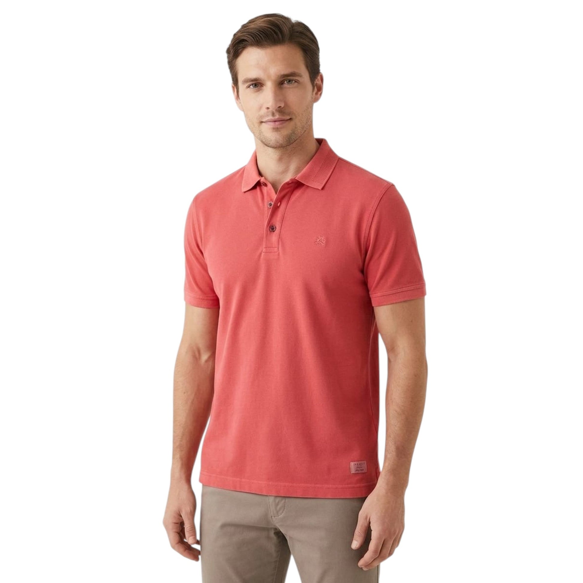 Men's Textured Top,Dark Coral