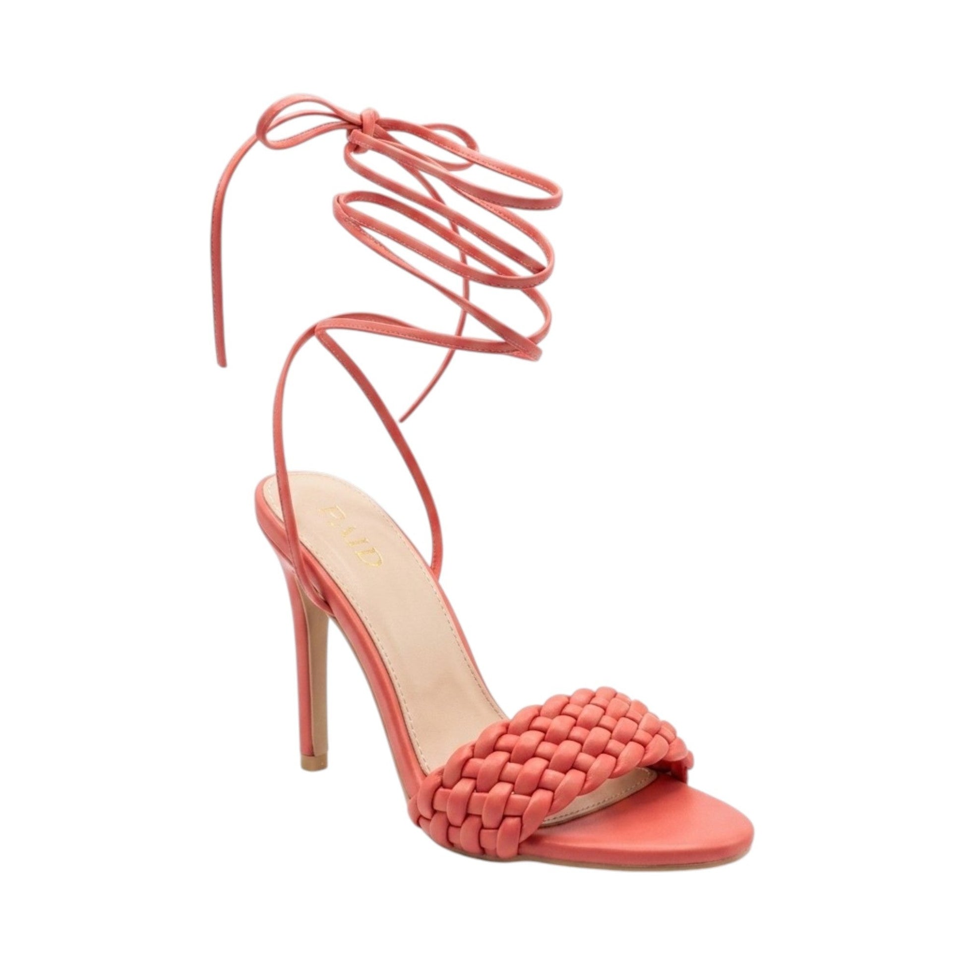 Women's Braided Heeled Shoes,Pink