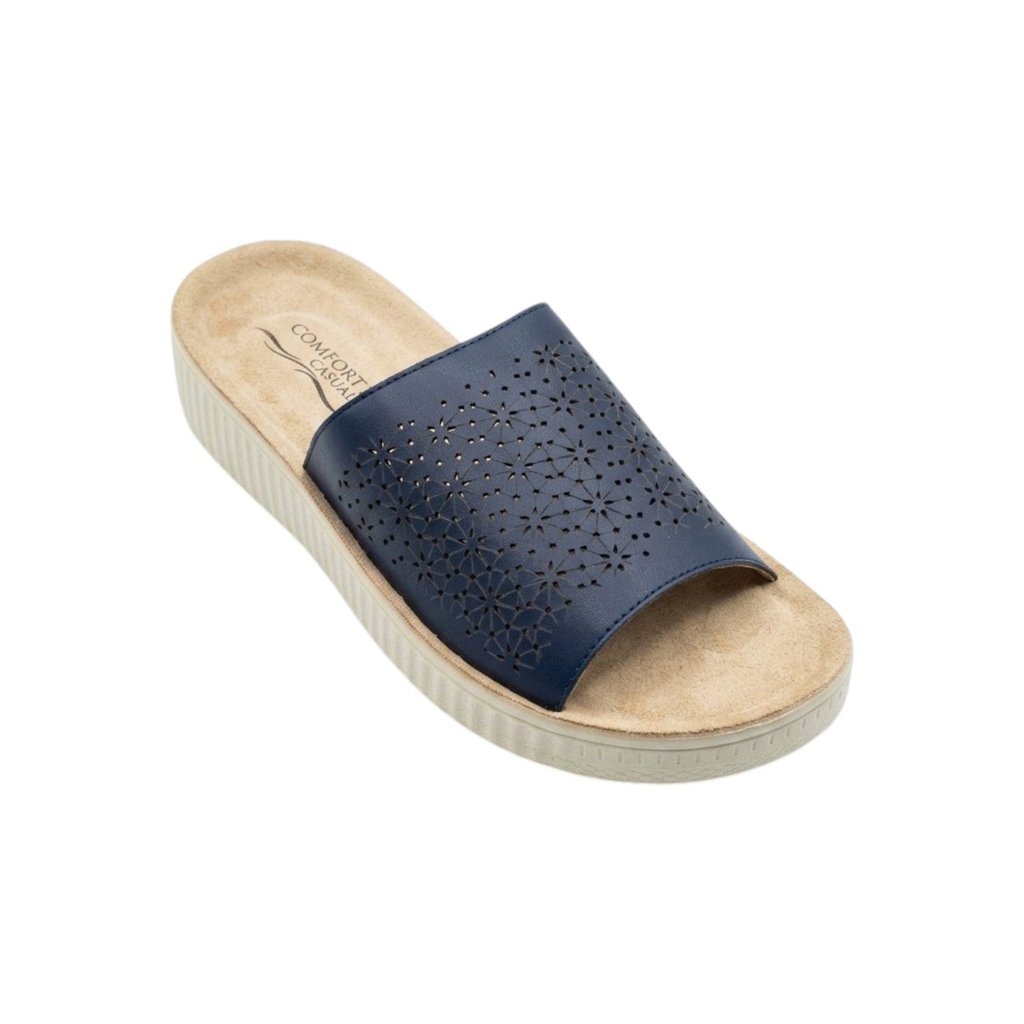 Women's Textured Slippers,Navy/Beige