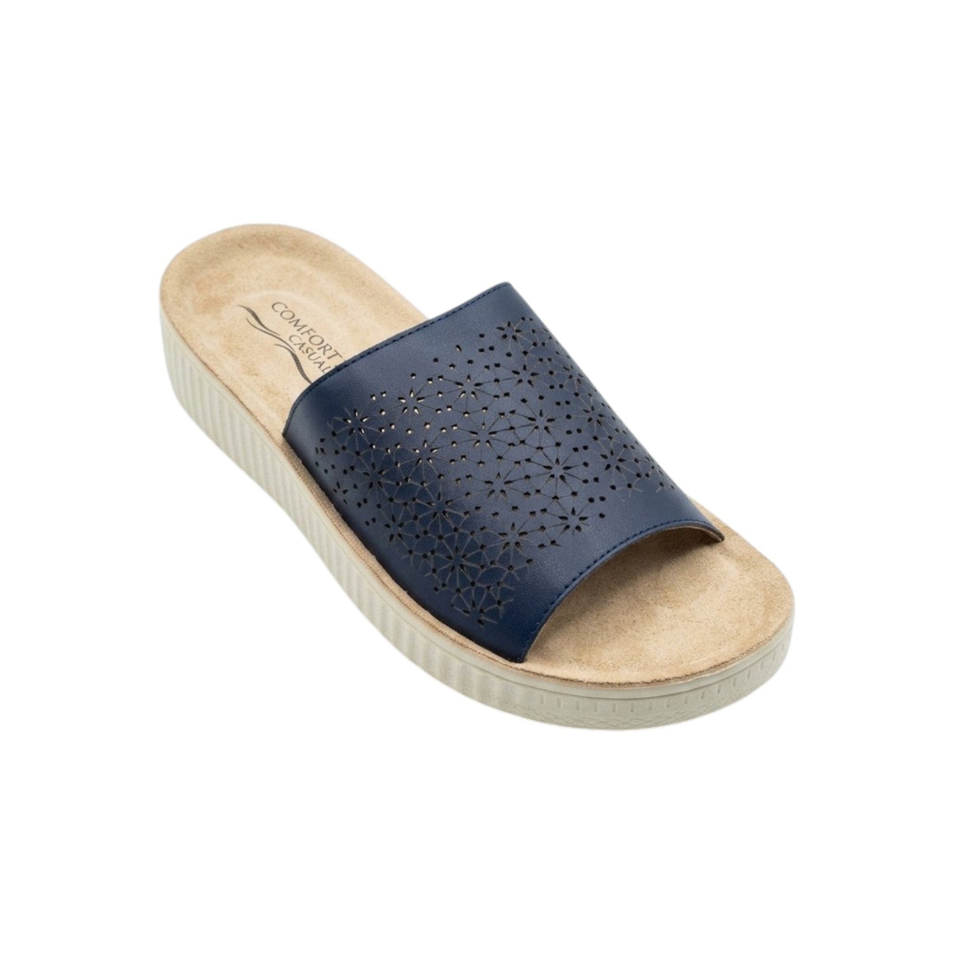Women's Textured Slippers,Navy/Beige