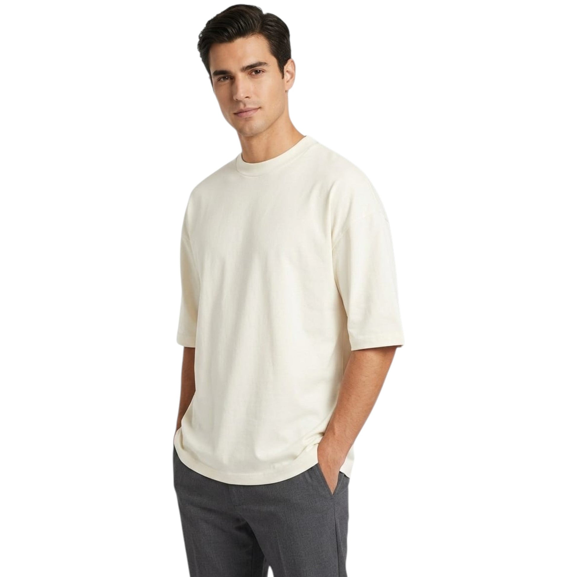 Men's Plain Top,Light Beige