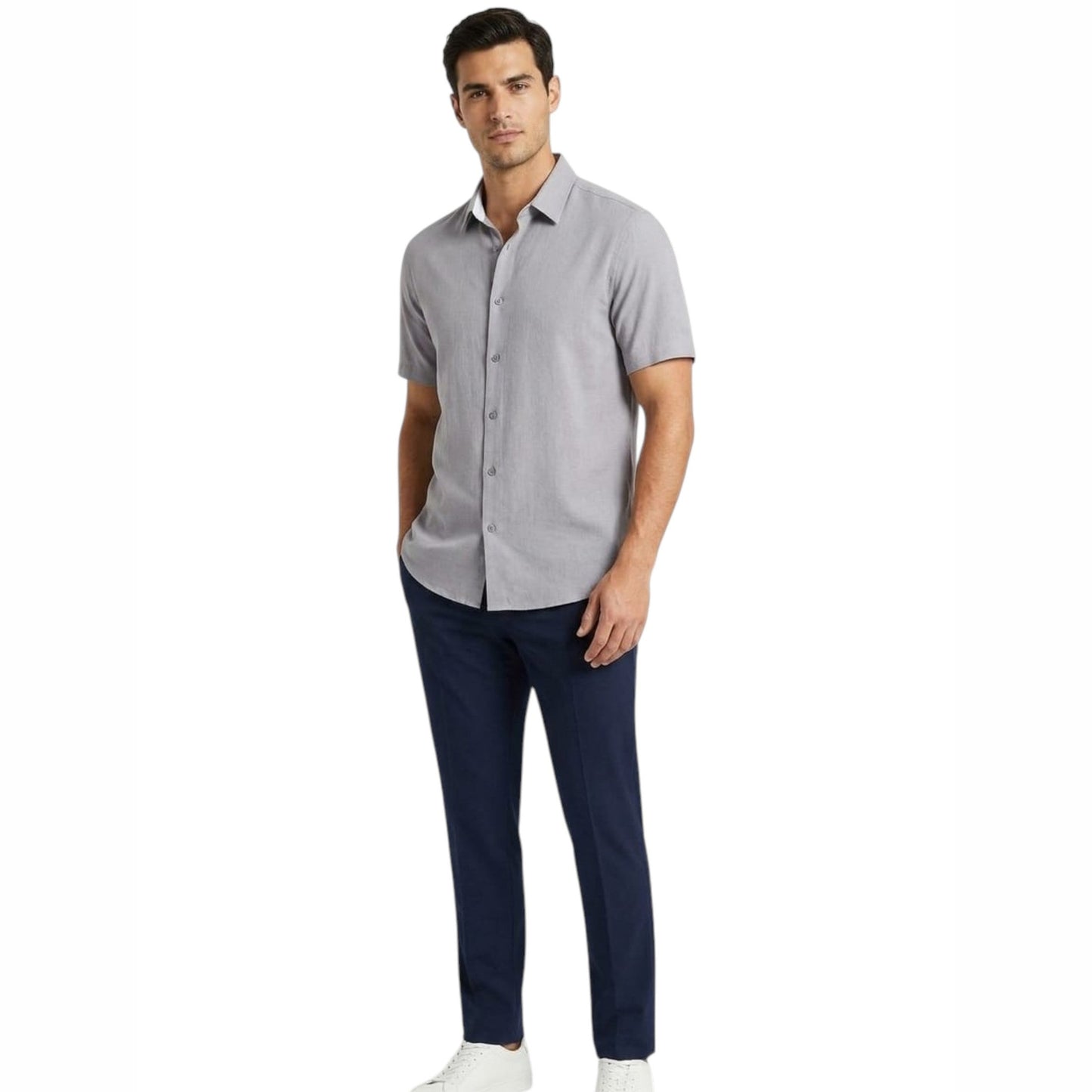 Men's Plain Dress Shirt,Grey