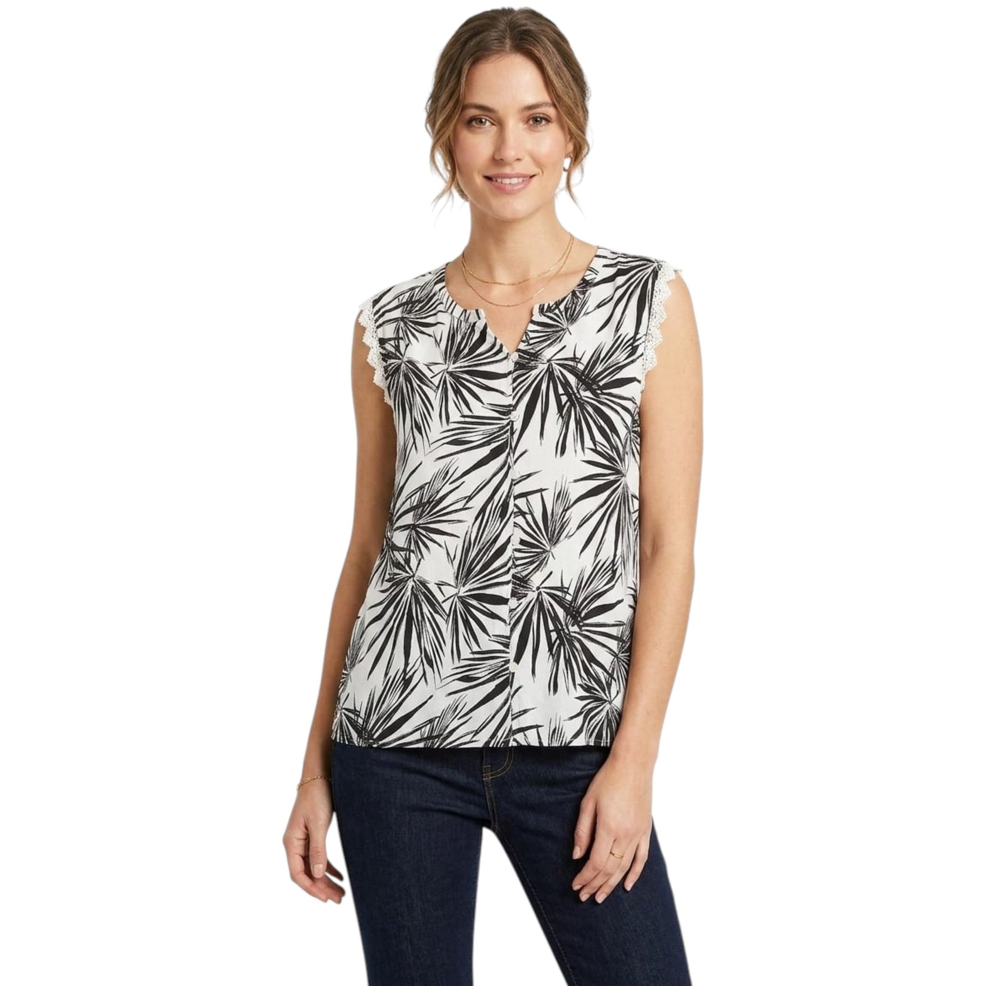 Women's Printed Chemise,Black/White