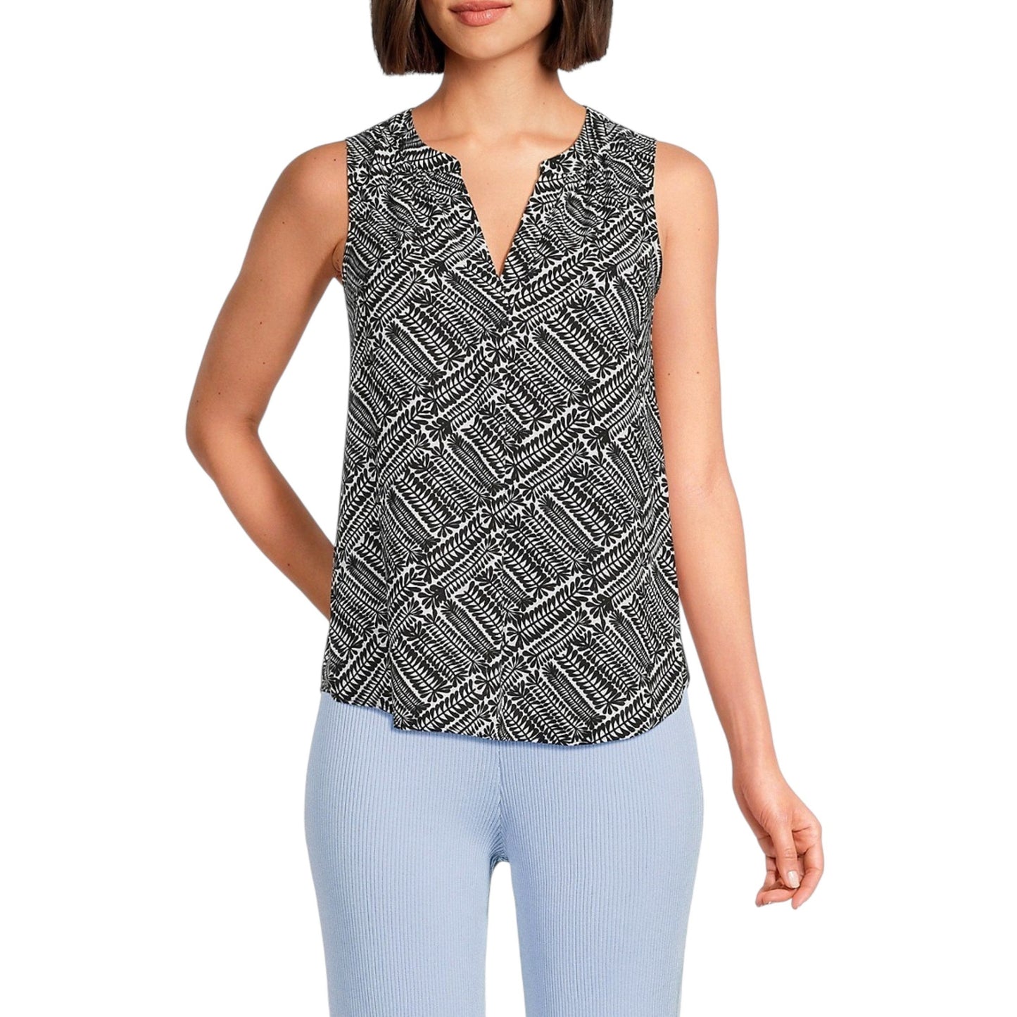 Women's Printed Top,Black/White