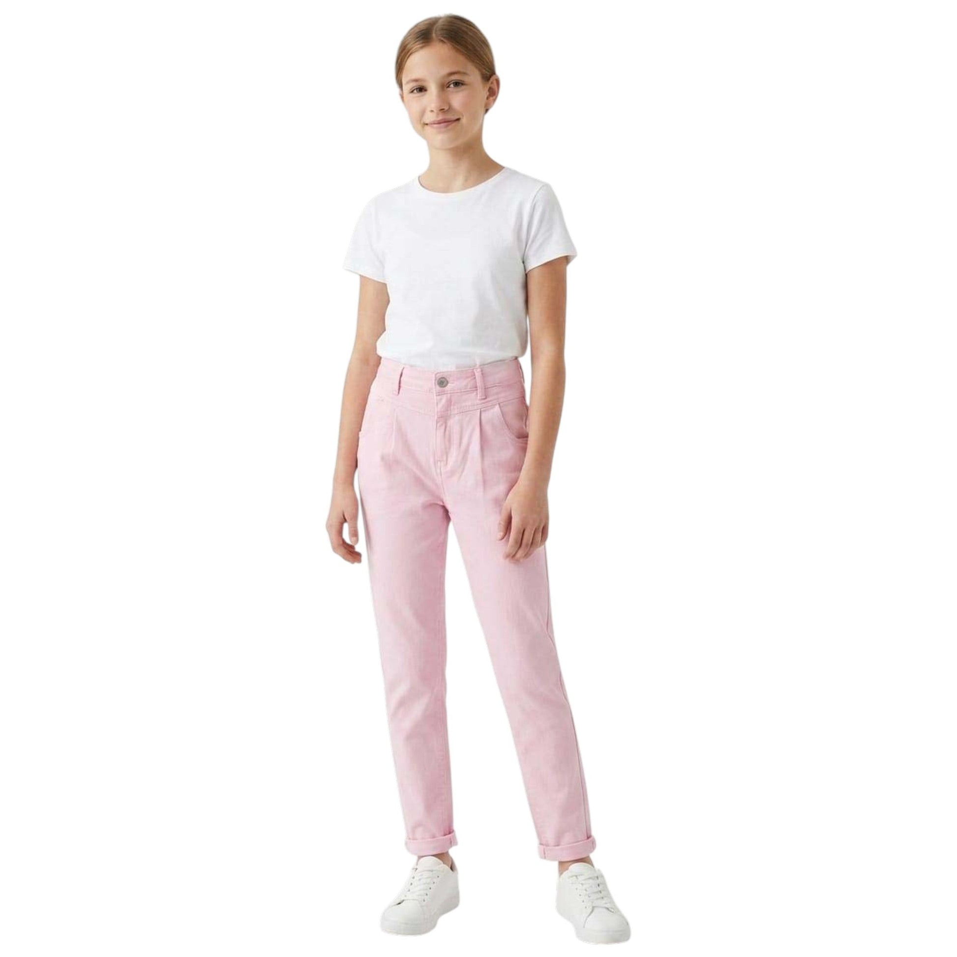 Kids Girl's Plain Jeans,Pink