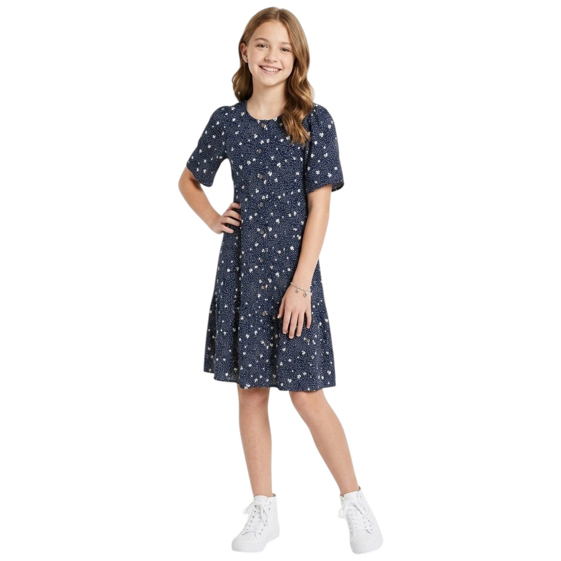 Kids Girl's Printed Dress,Navy