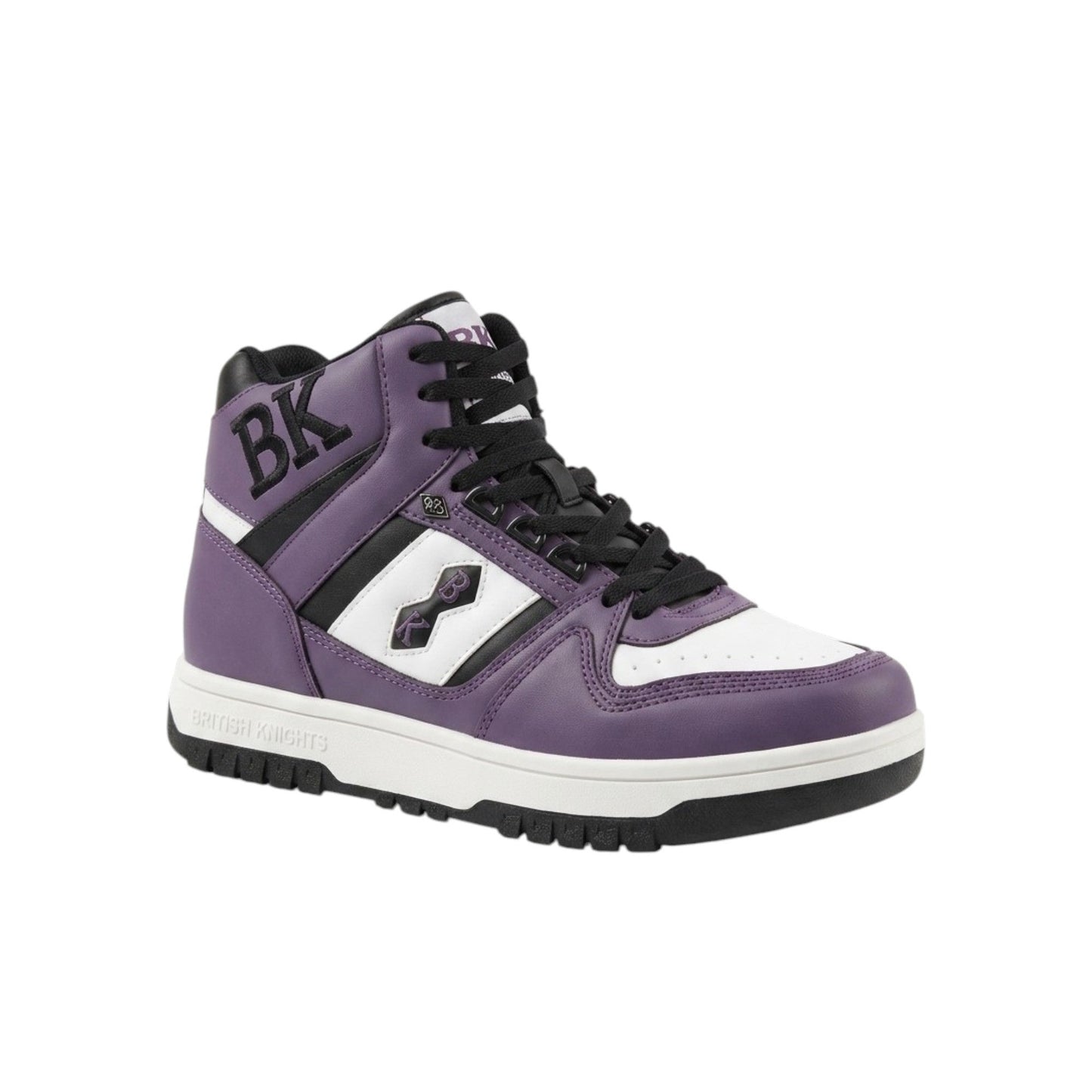 Men's Logo Patched High Top Shoes,Dark Purple/White
