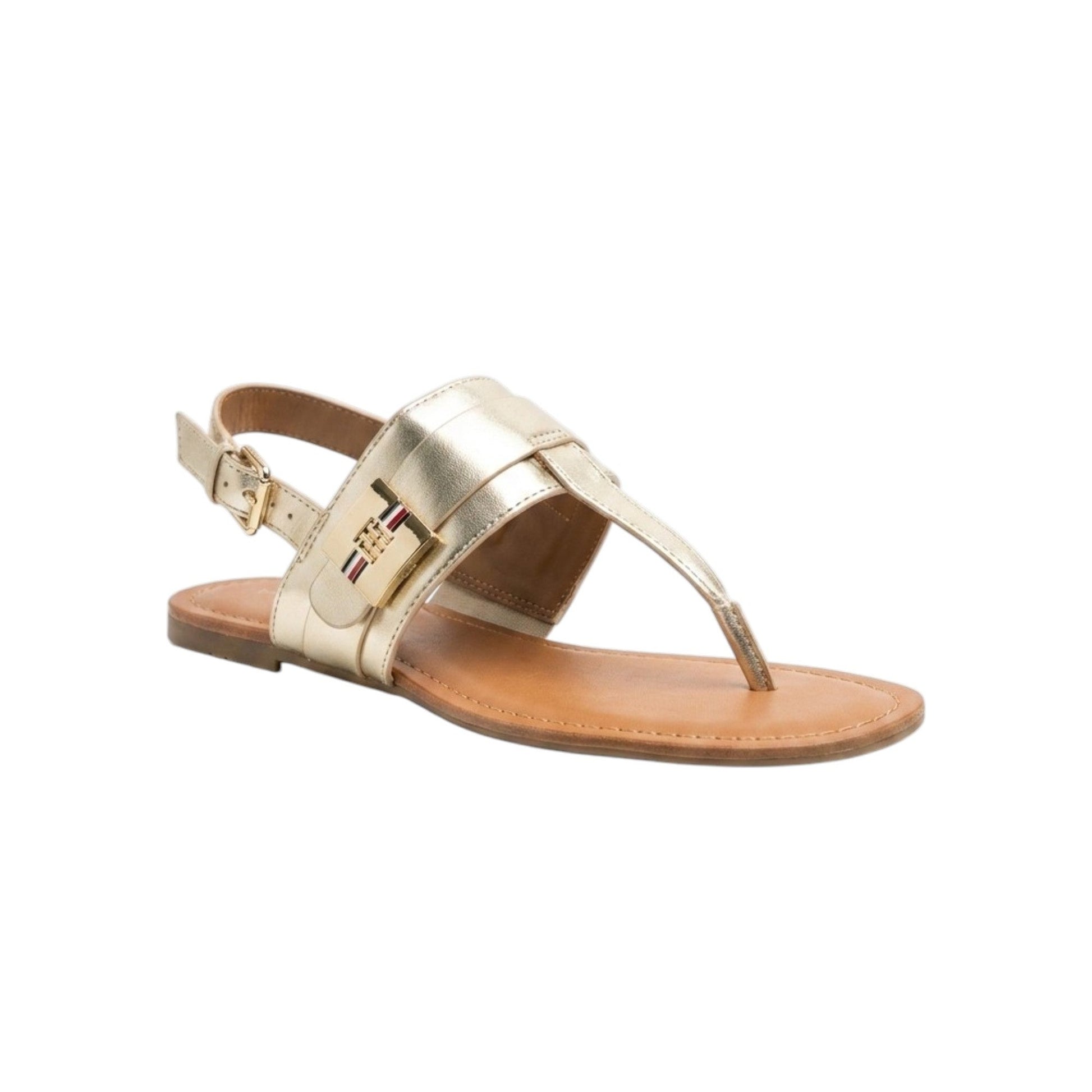 Women's Logo Patched Sandals,Gold