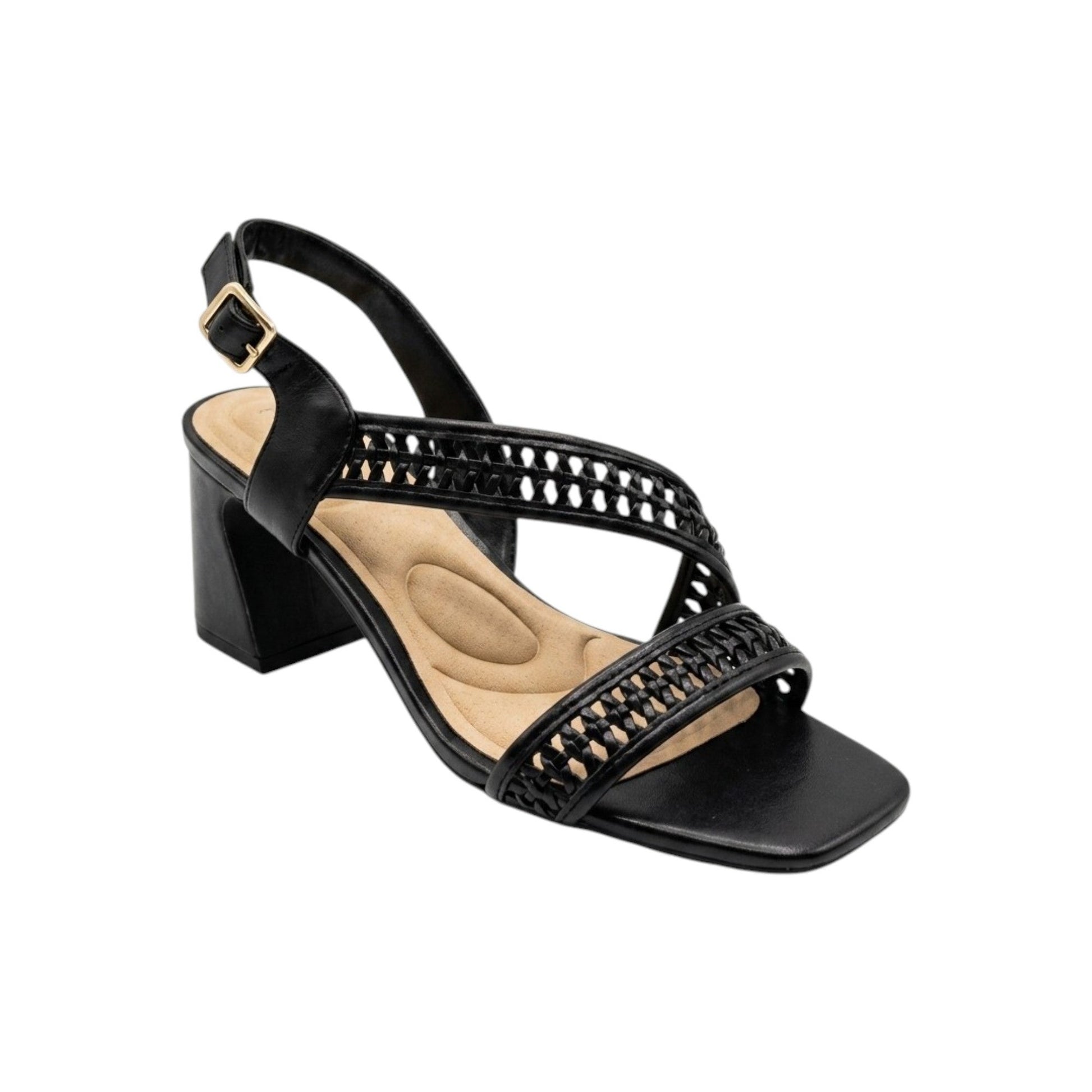 Women's Textured Heeled Shoes,Black
