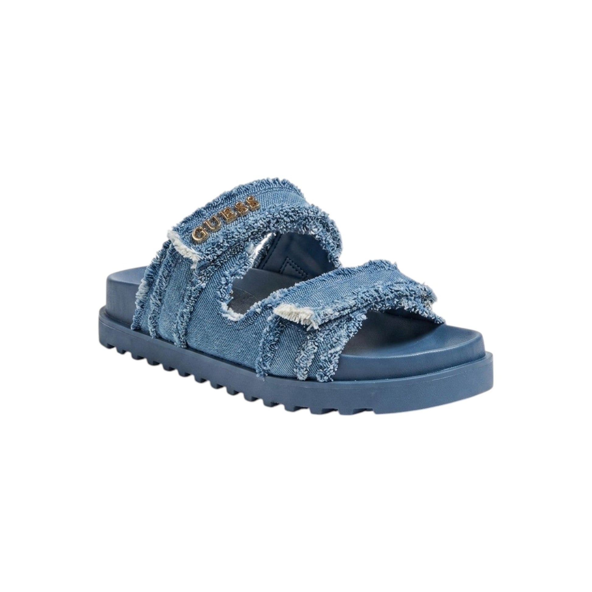 Women's Textured Denim Slippers,Dusty Blue