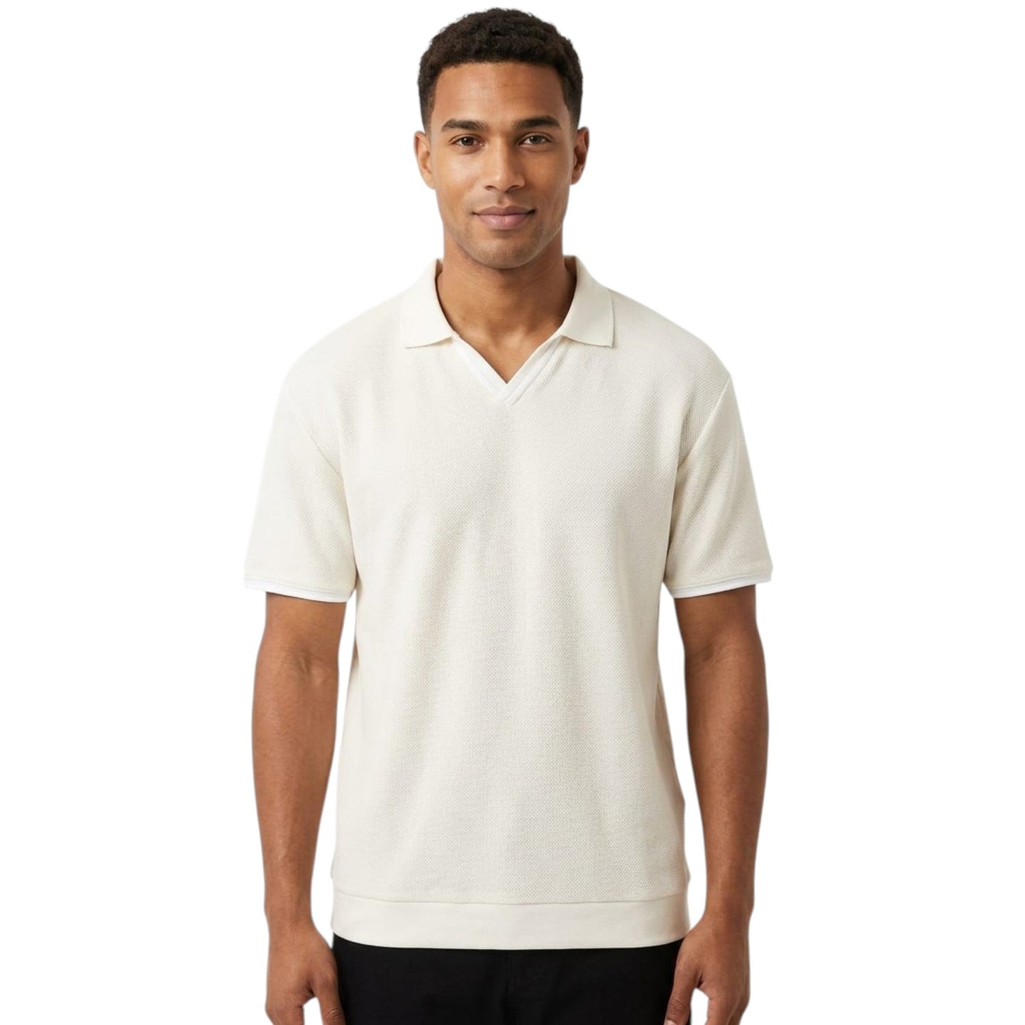 Men's Textured Top,Light Beige