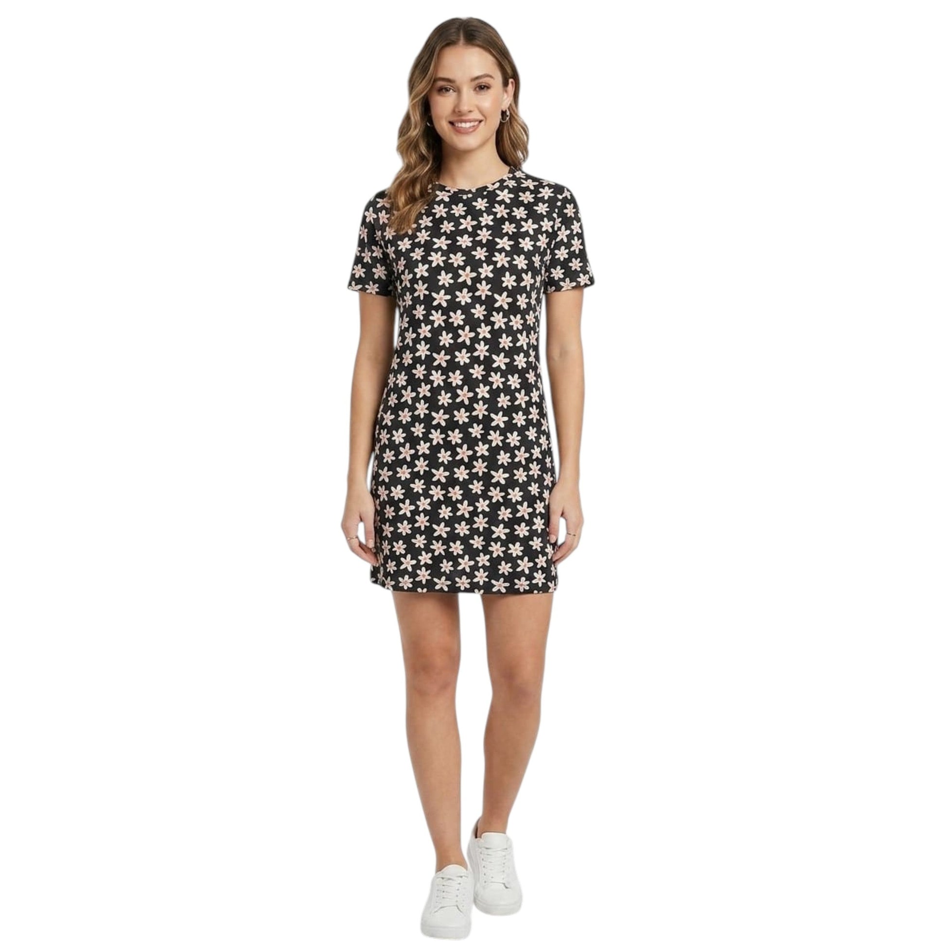 Women's Floral Printed Dress,Black