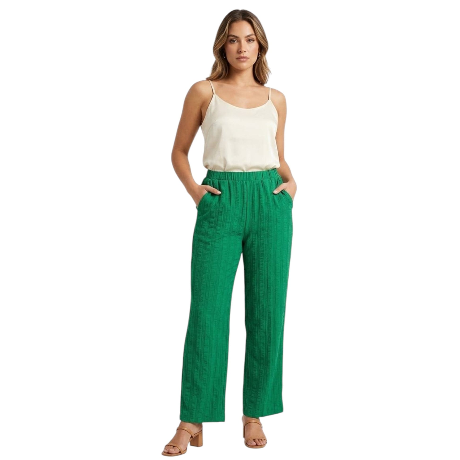 Women's Textured Pant,Green