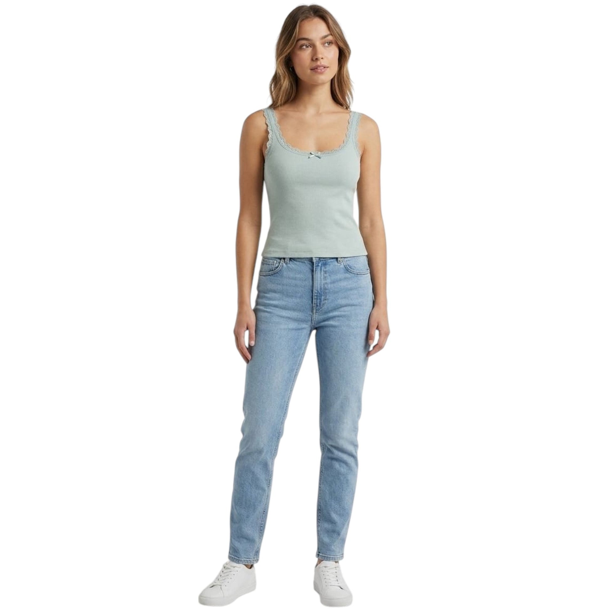Women's Ribbed Top,Mint Green