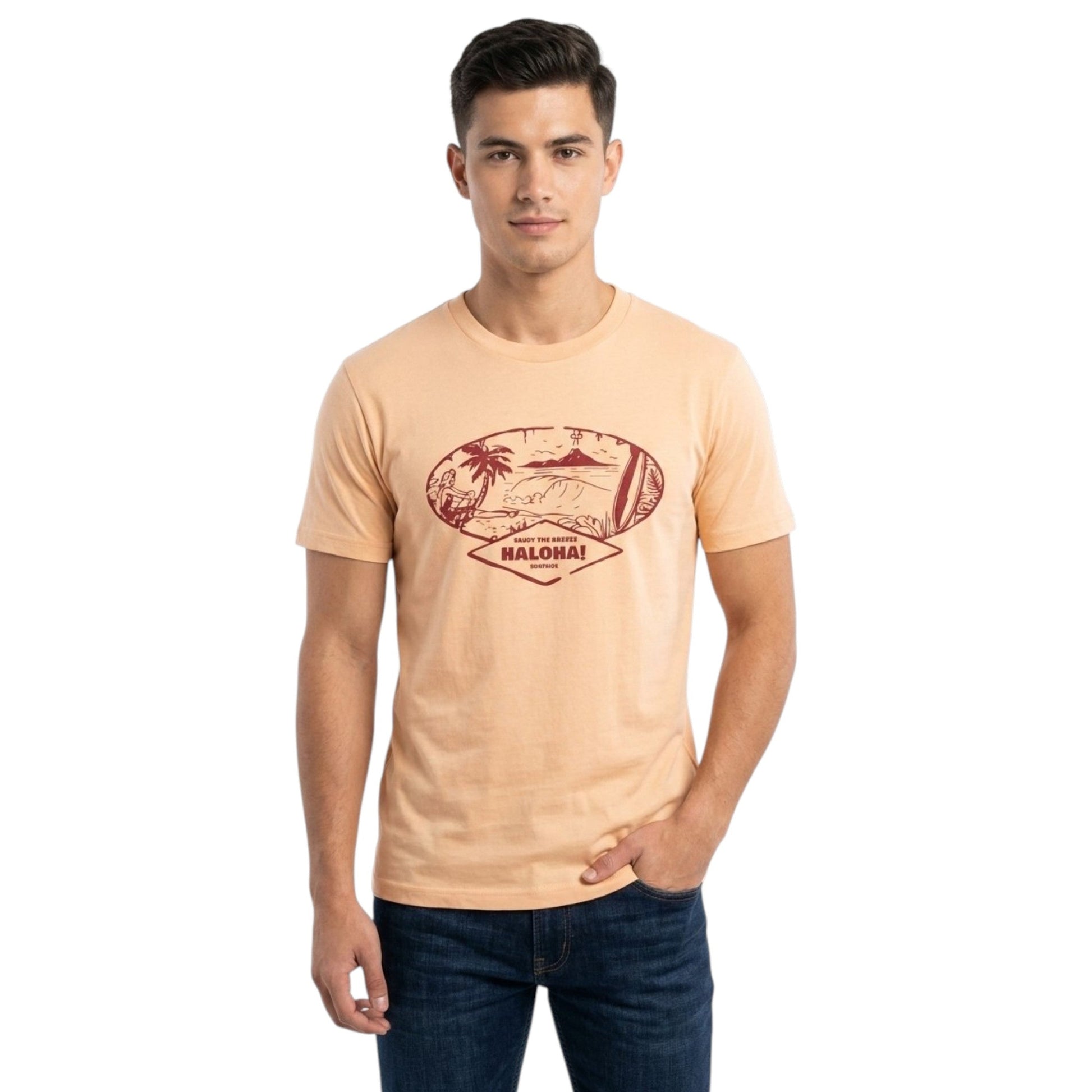 Men's Printed Top,Orange