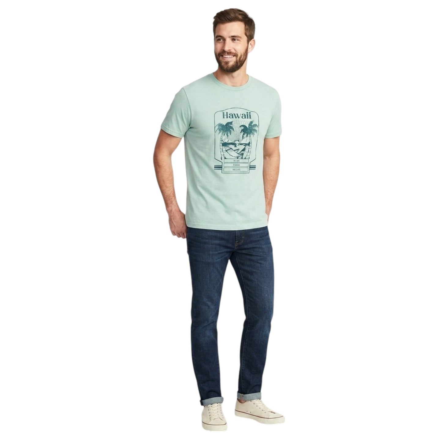 Men's Printed Top,Green