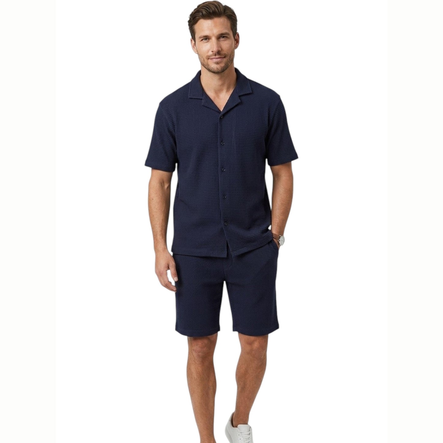 Men's Textured Set 2 Pieces,Navy