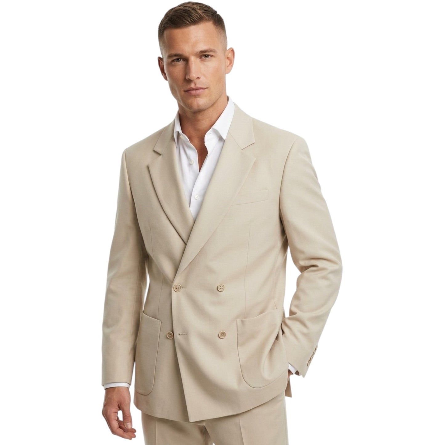 Men's Plain Blazer,Beige