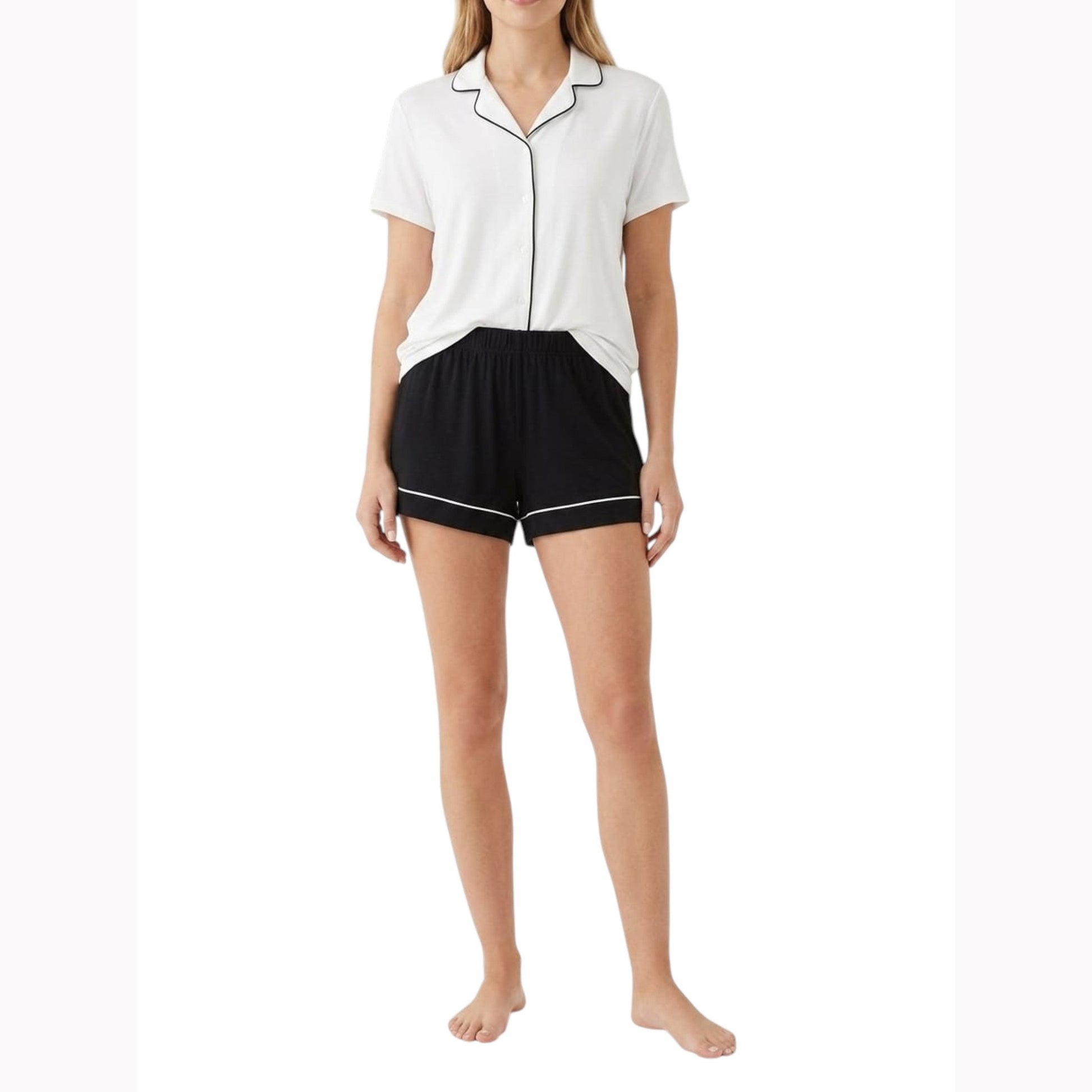 Women's Plain Solid Sleepwear Short,Black