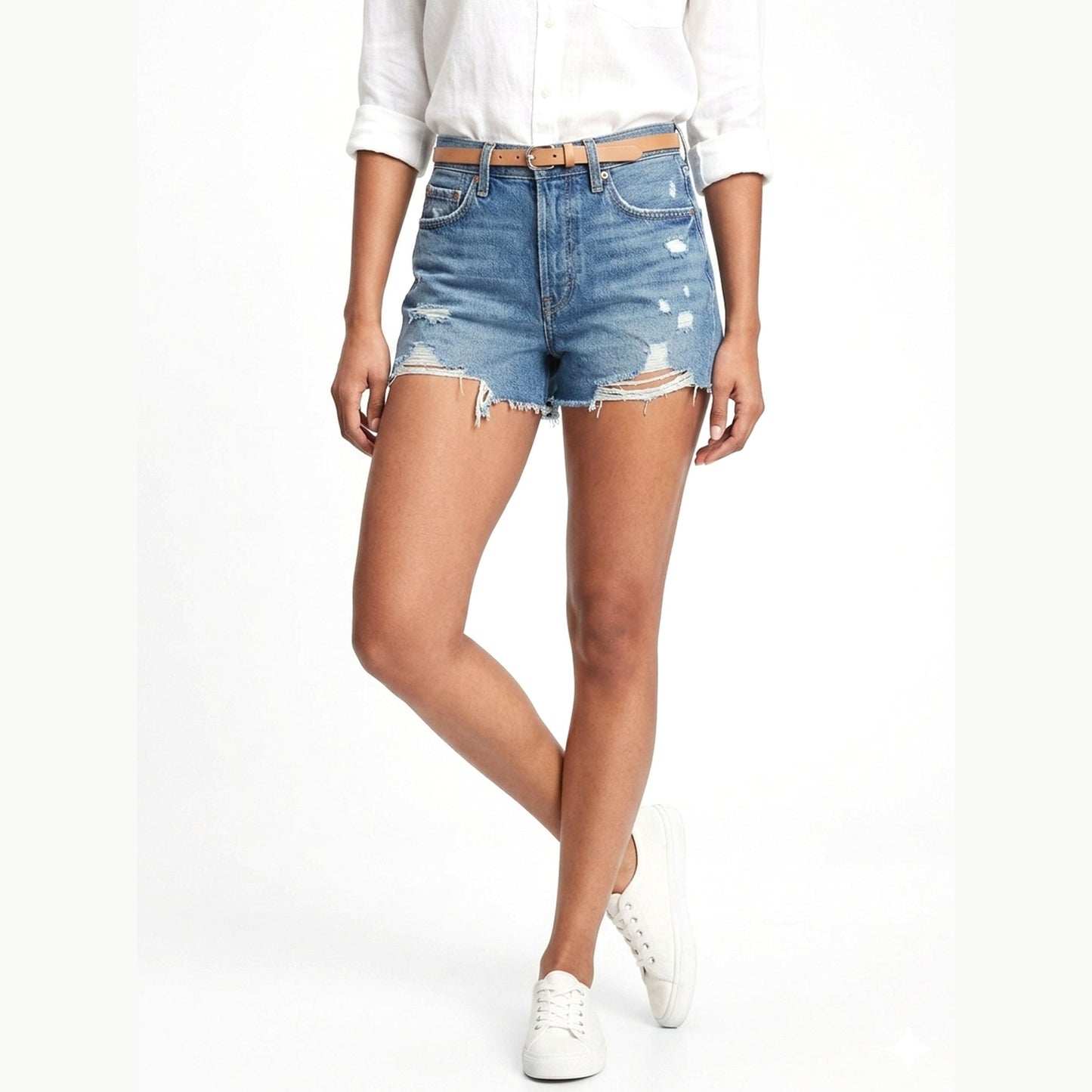 Women's Ripped Jeans Short,Blue