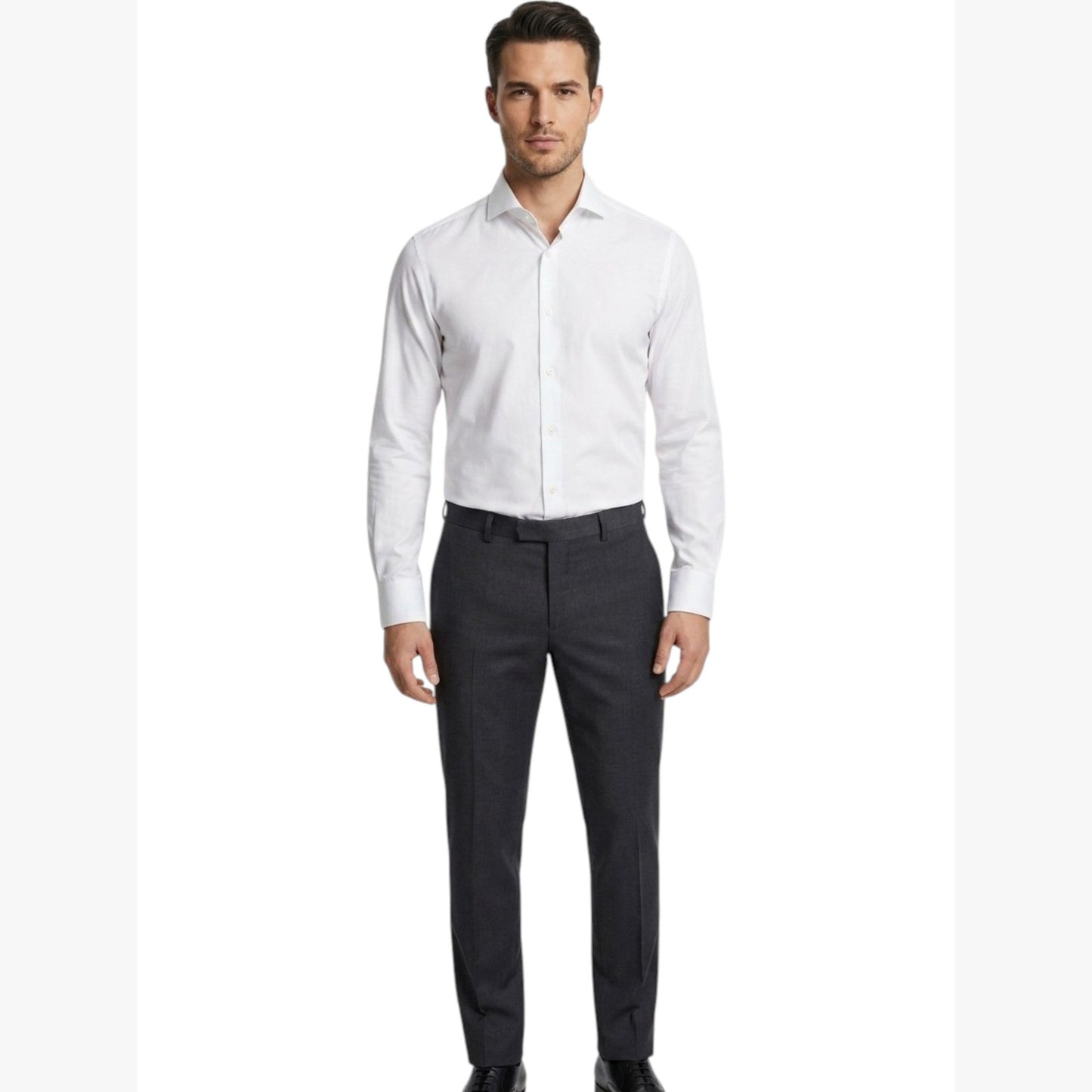 Men's Plain Solid Dress Shirt,White