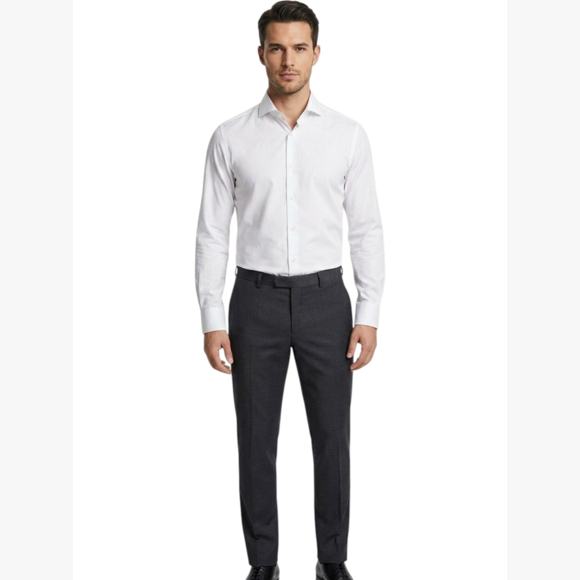 Men's Plain Solid Dress Shirt,White