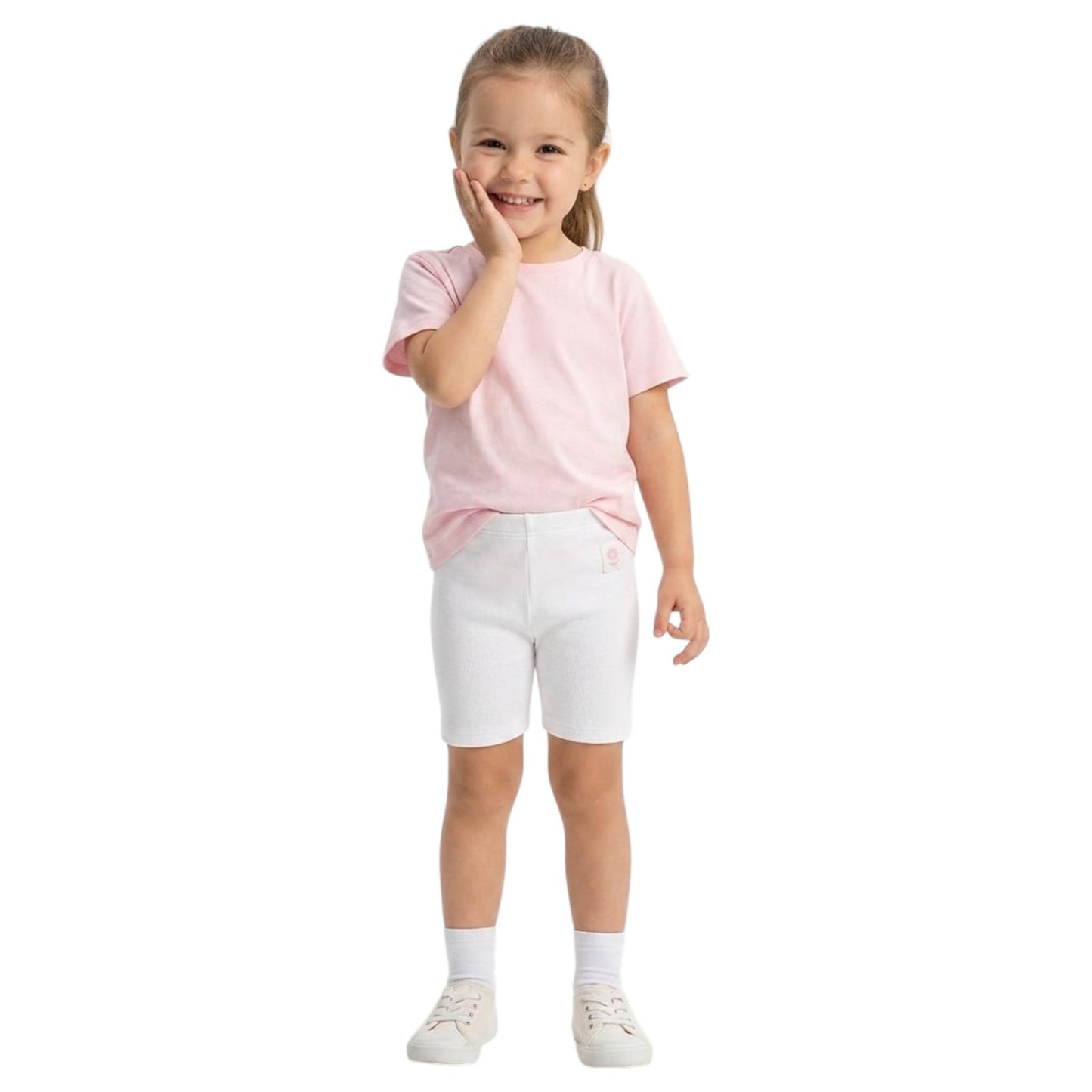 Kids Girl's Ribbed Short,White