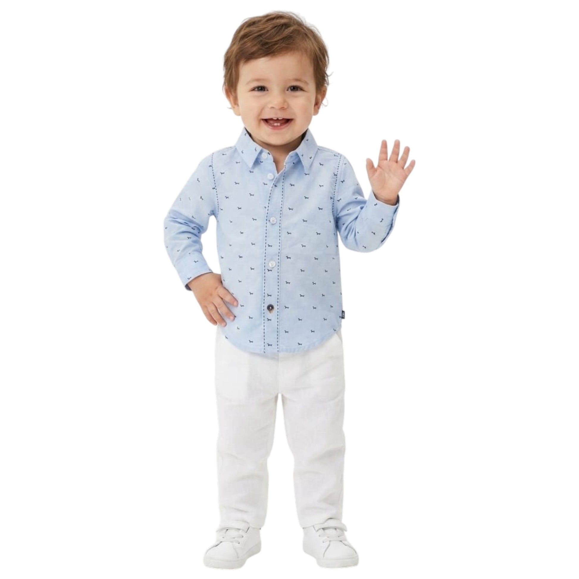Kids Boy's Printed Dress Shirt,Light Blue