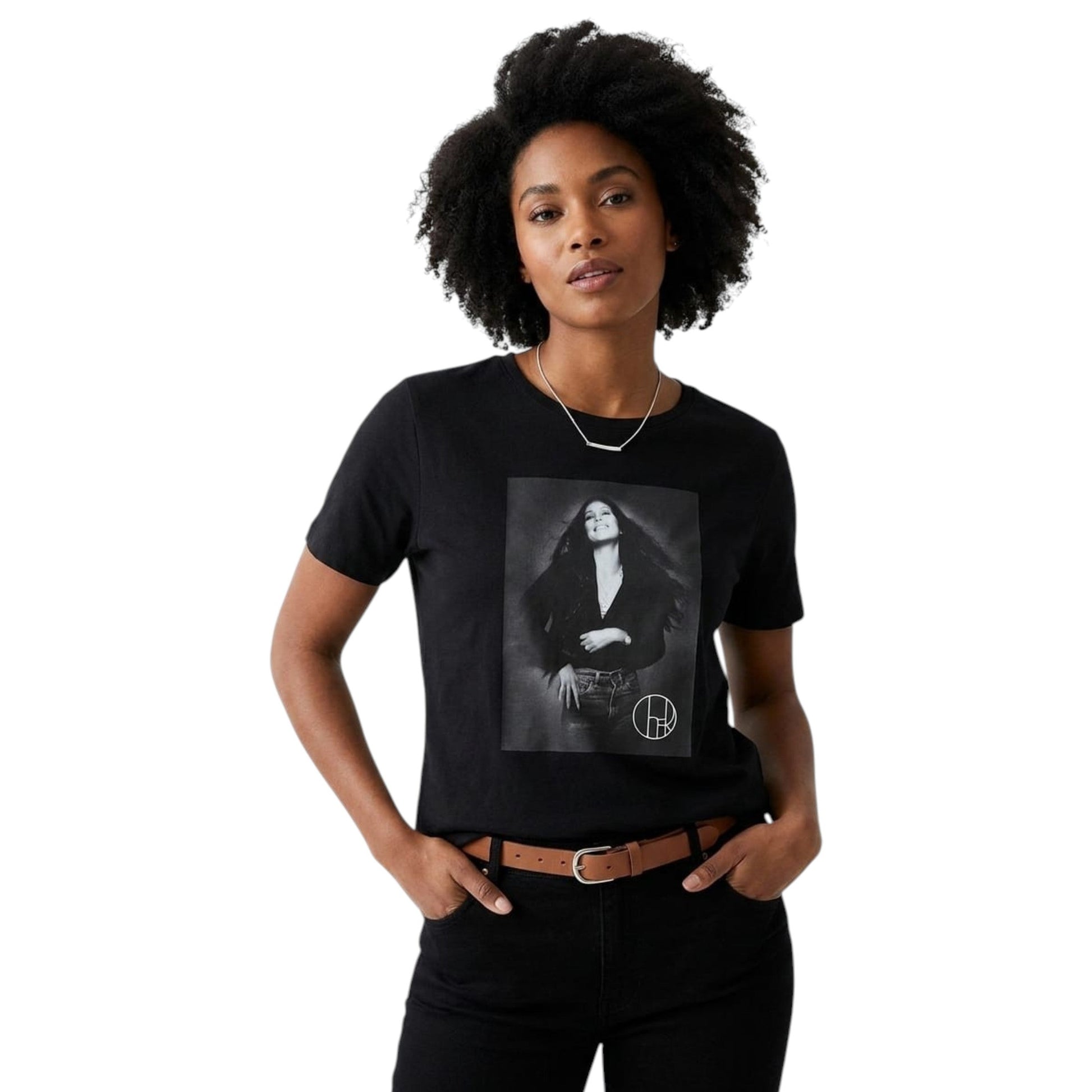 Women's Printed Top,Black