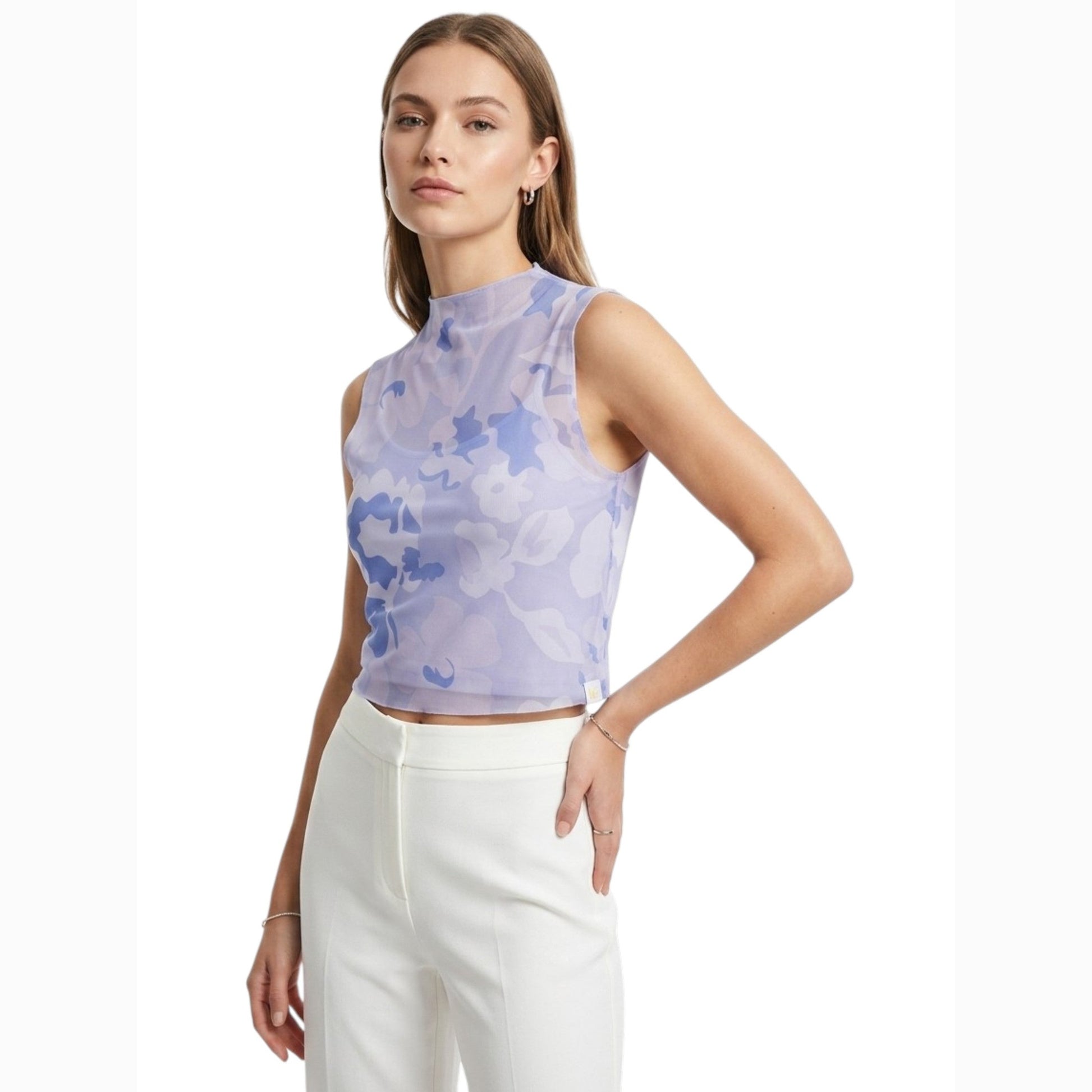 Women's Printed Mesh Top,Multi