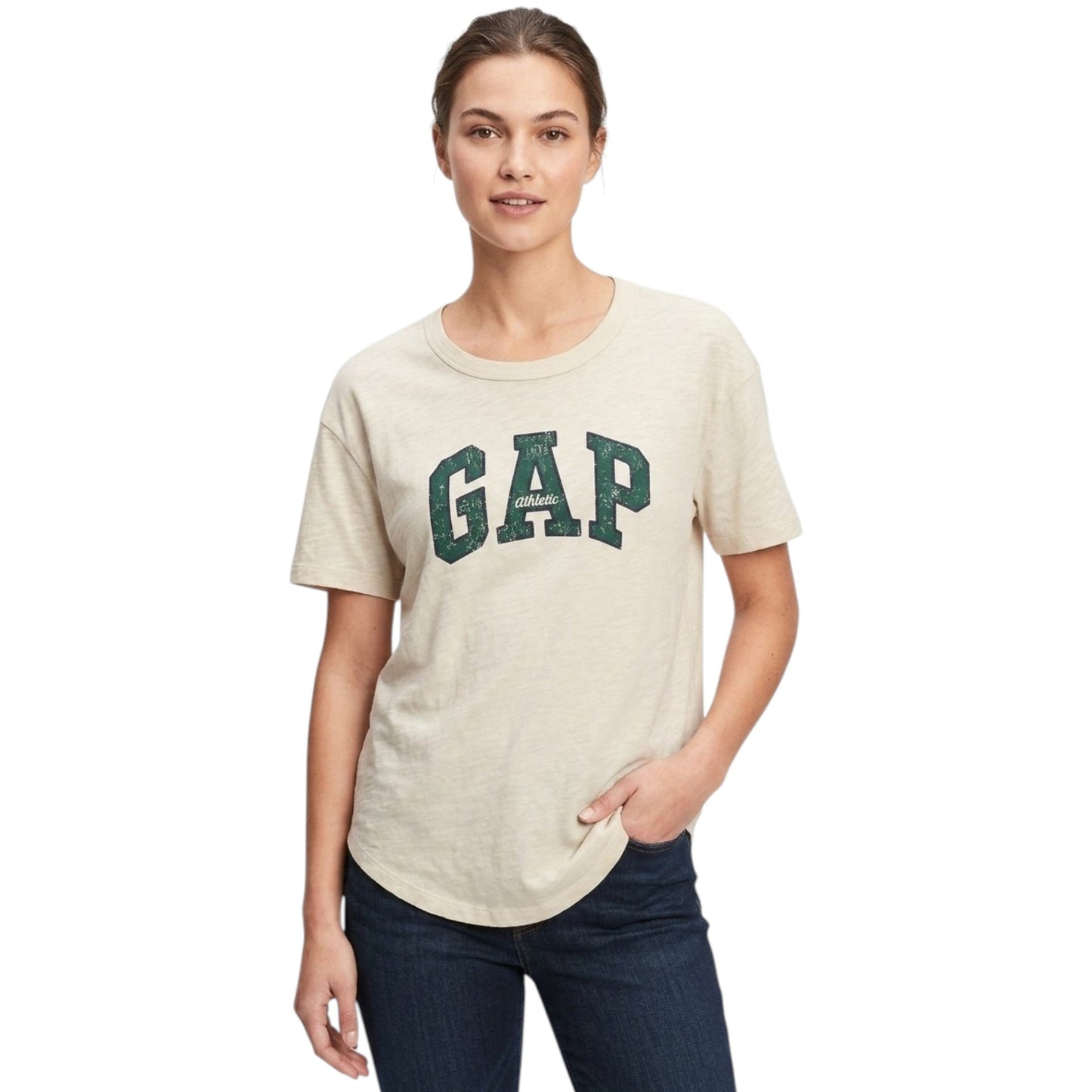 Women's Brand Logo Printed Top,Beige