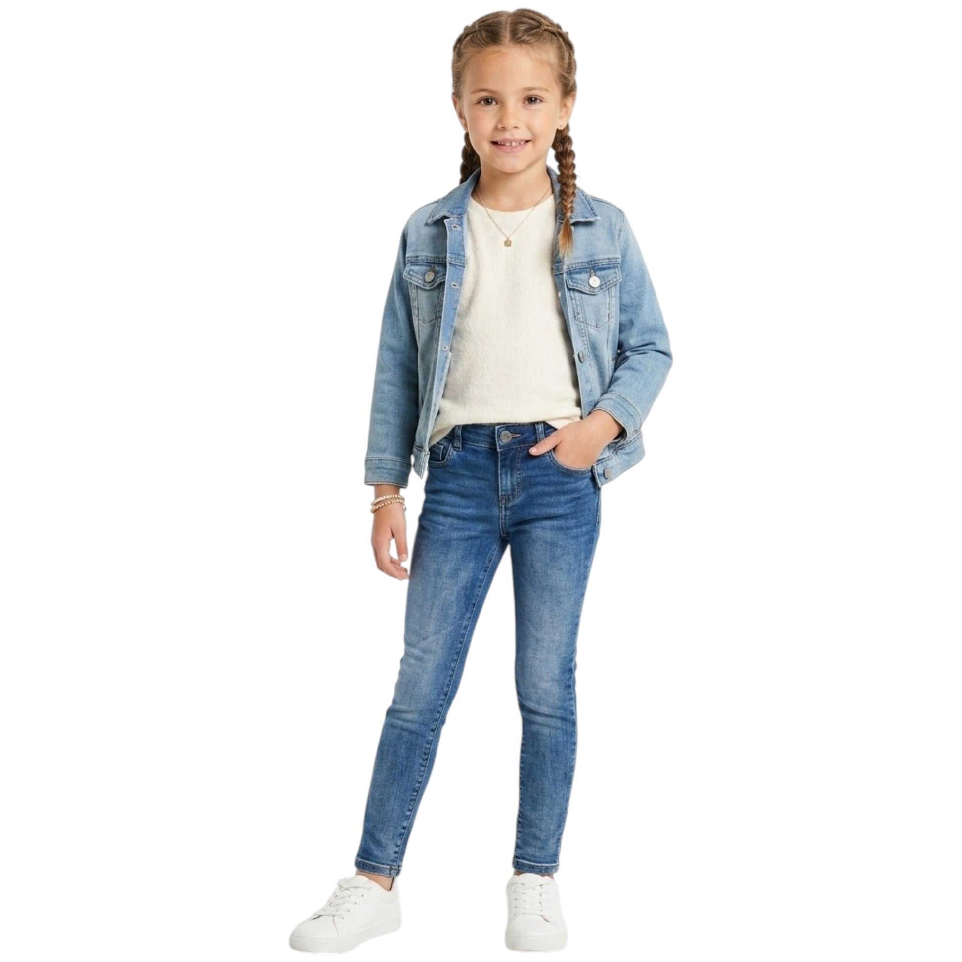 Kids Girl's Washed Jeans,Light Blue