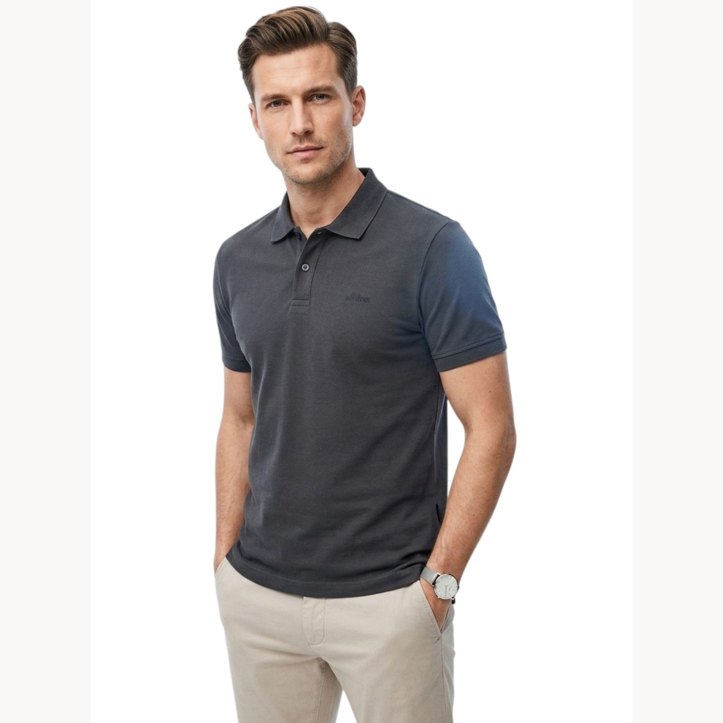 Men's Plain Solid Top,Dark Grey