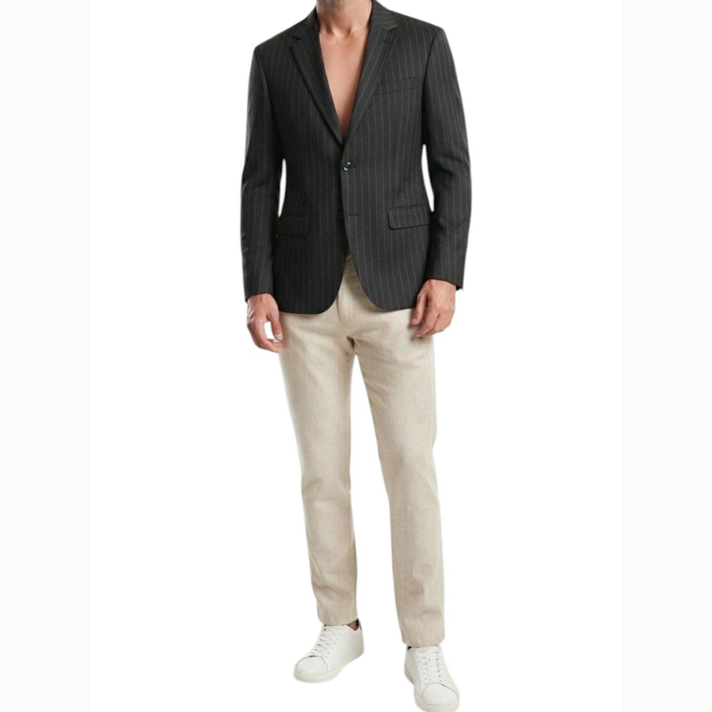 Men's Stripped Blazers,Black