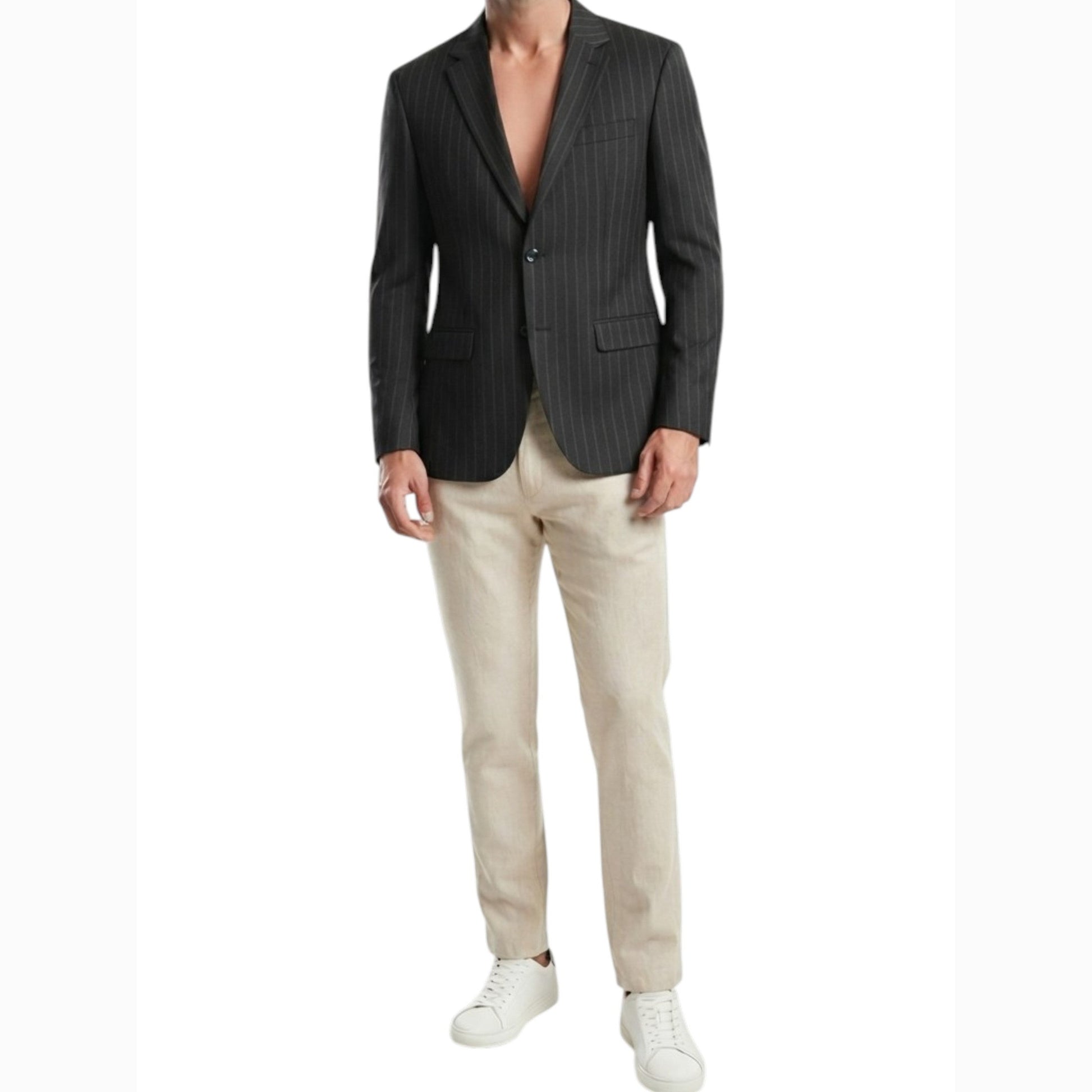 Men's Stripped Blazers,Black