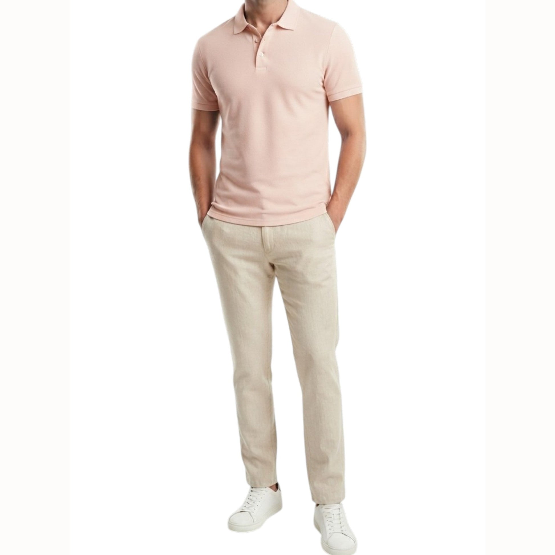 Men's Textured Polo T-Shirt,Light Pink