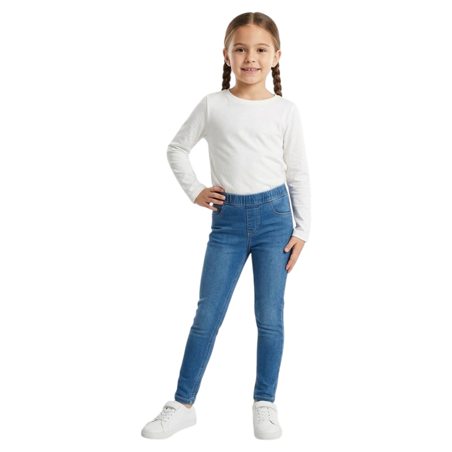 Kids Girl's Plain Jeans,Blue