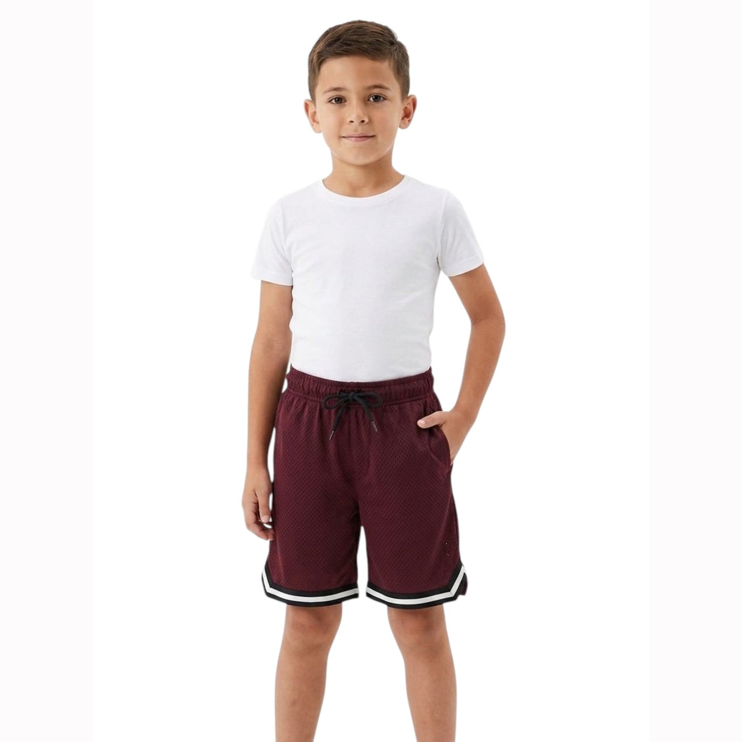 Kids Boy's Textured Short,Burgundy