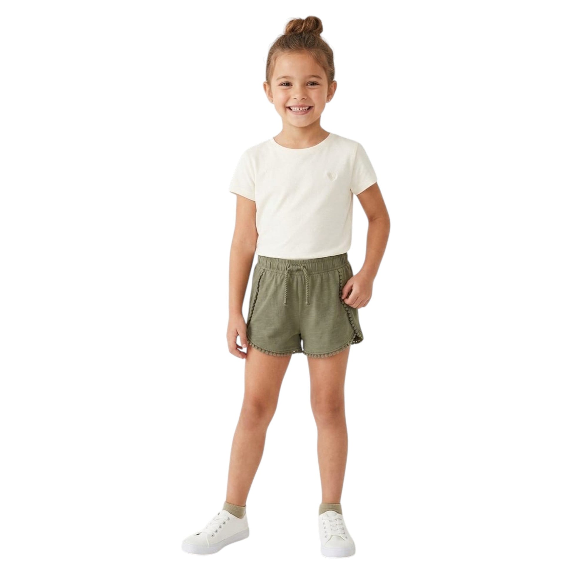 Kids Girl's Textutred Short,Olive